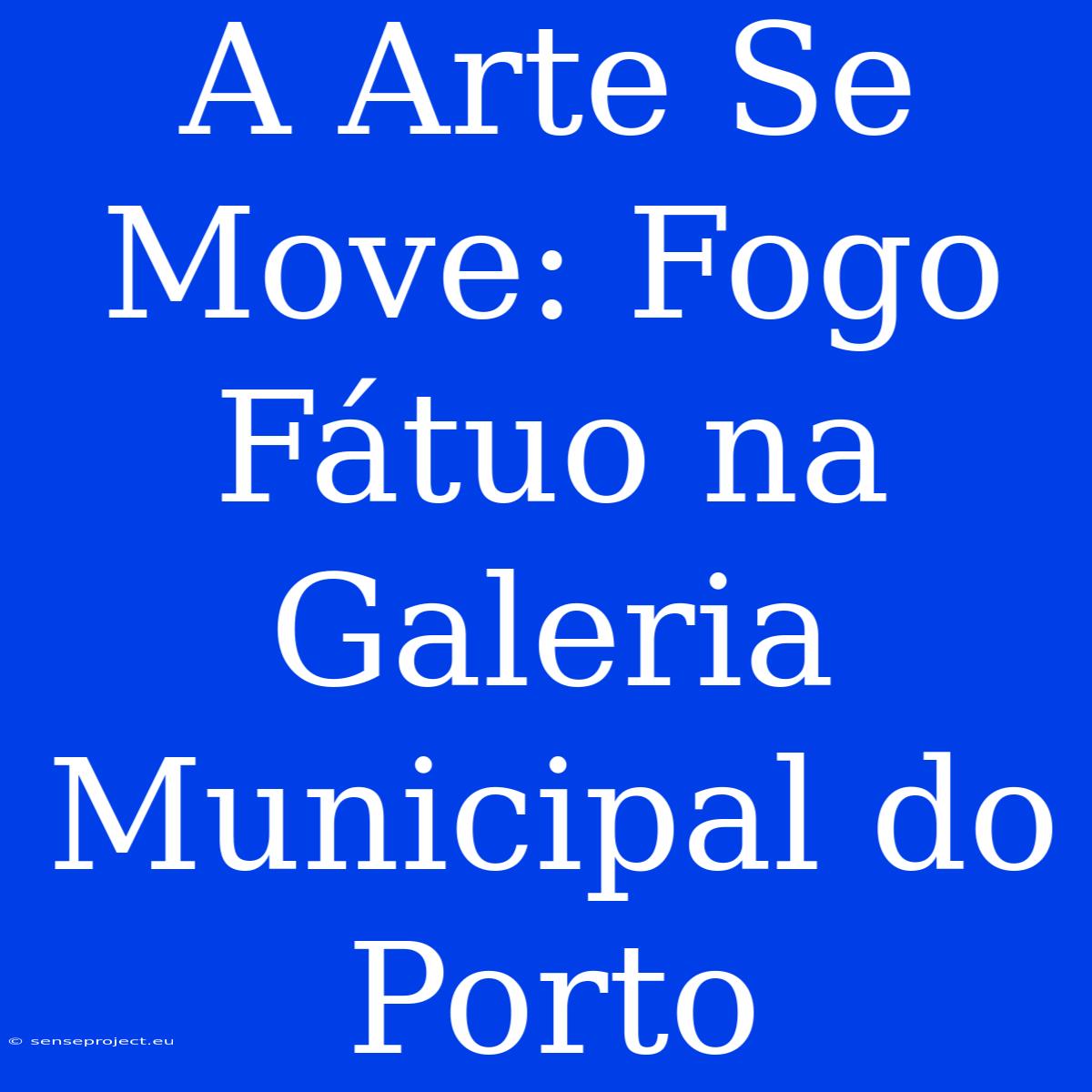 A Arte Se Move: Fogo Fátuo Na Galeria Municipal Do Porto