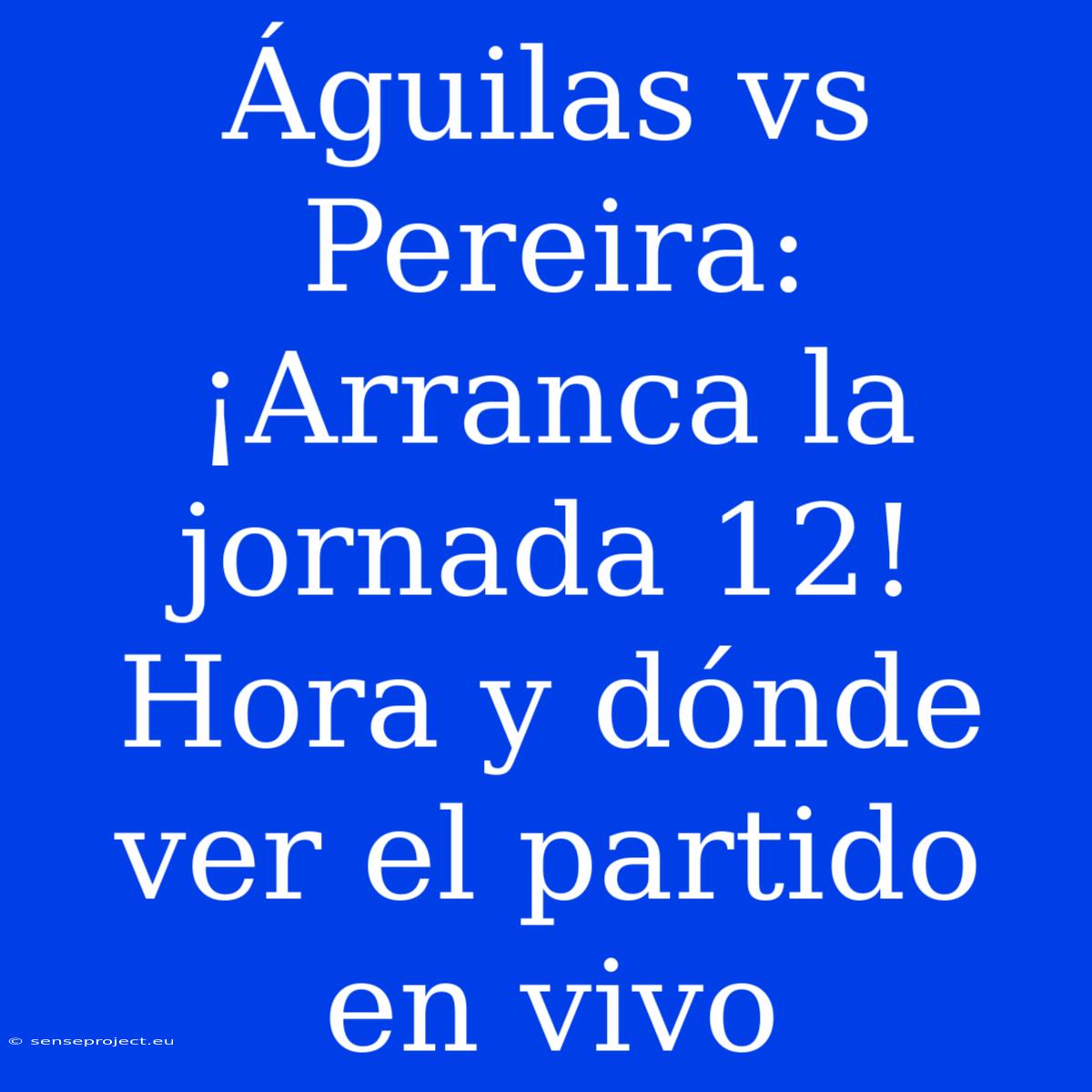 Águilas Vs Pereira:  ¡Arranca La Jornada 12!  Hora Y Dónde Ver El Partido En Vivo