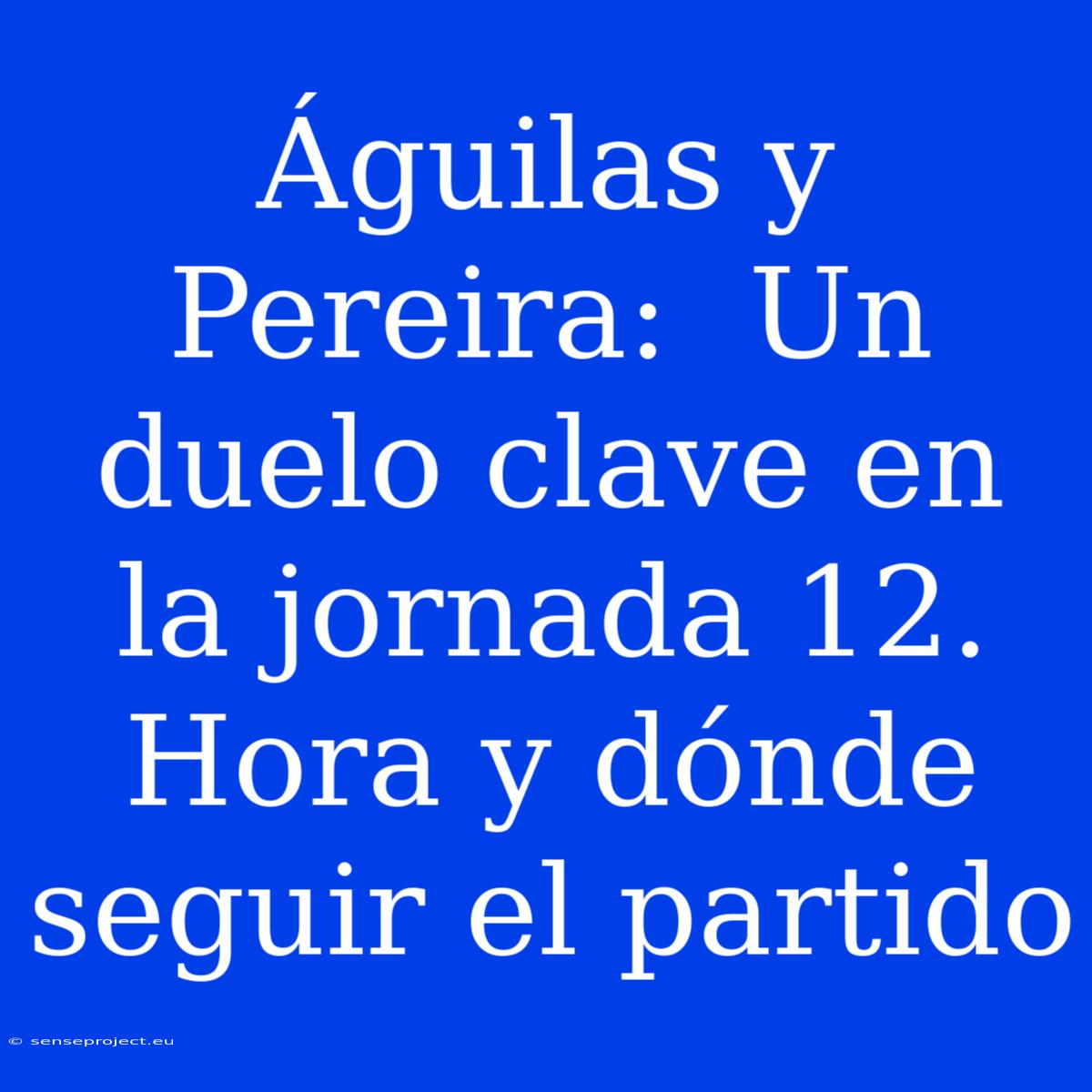 Águilas Y Pereira:  Un Duelo Clave En La Jornada 12. Hora Y Dónde Seguir El Partido