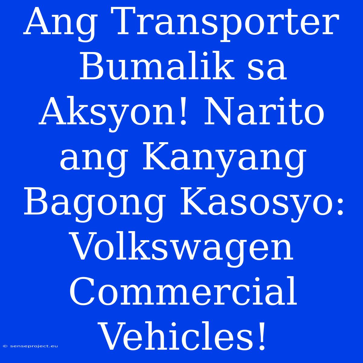 Ang Transporter Bumalik Sa Aksyon! Narito Ang Kanyang Bagong Kasosyo: Volkswagen Commercial Vehicles!