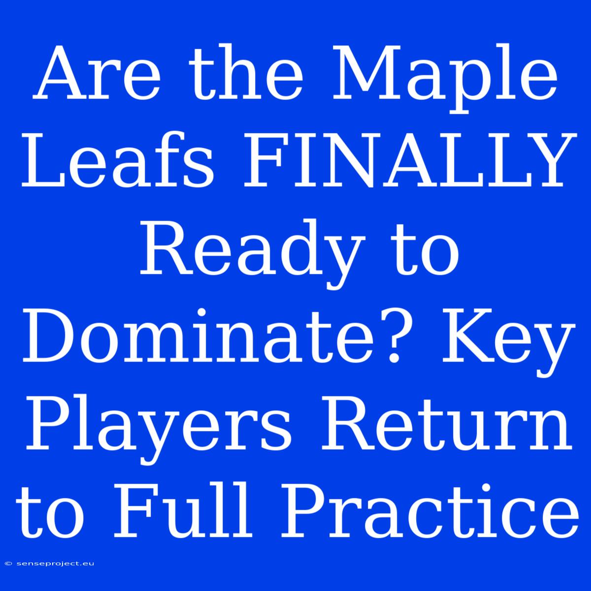 Are The Maple Leafs FINALLY Ready To Dominate? Key Players Return To Full Practice