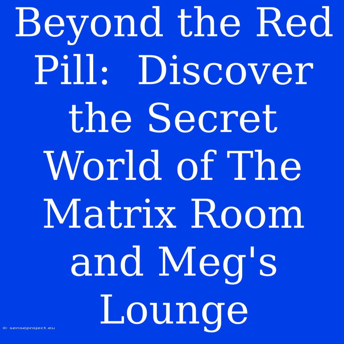 Beyond The Red Pill:  Discover The Secret World Of The Matrix Room And Meg's Lounge