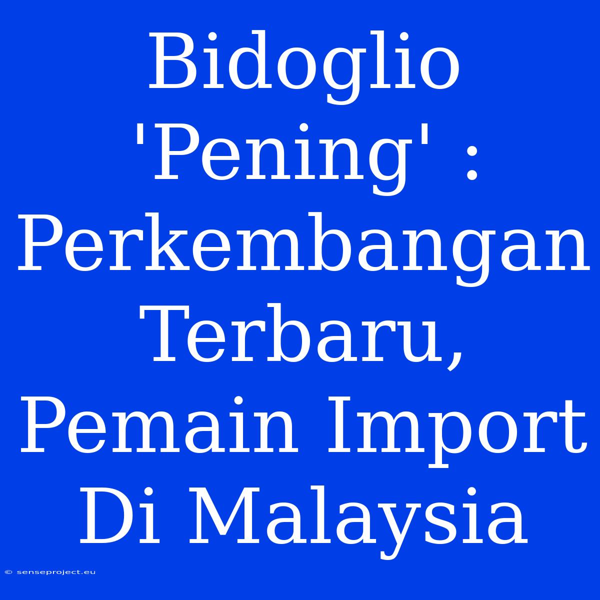 Bidoglio 'Pening' : Perkembangan Terbaru, Pemain Import  Di Malaysia