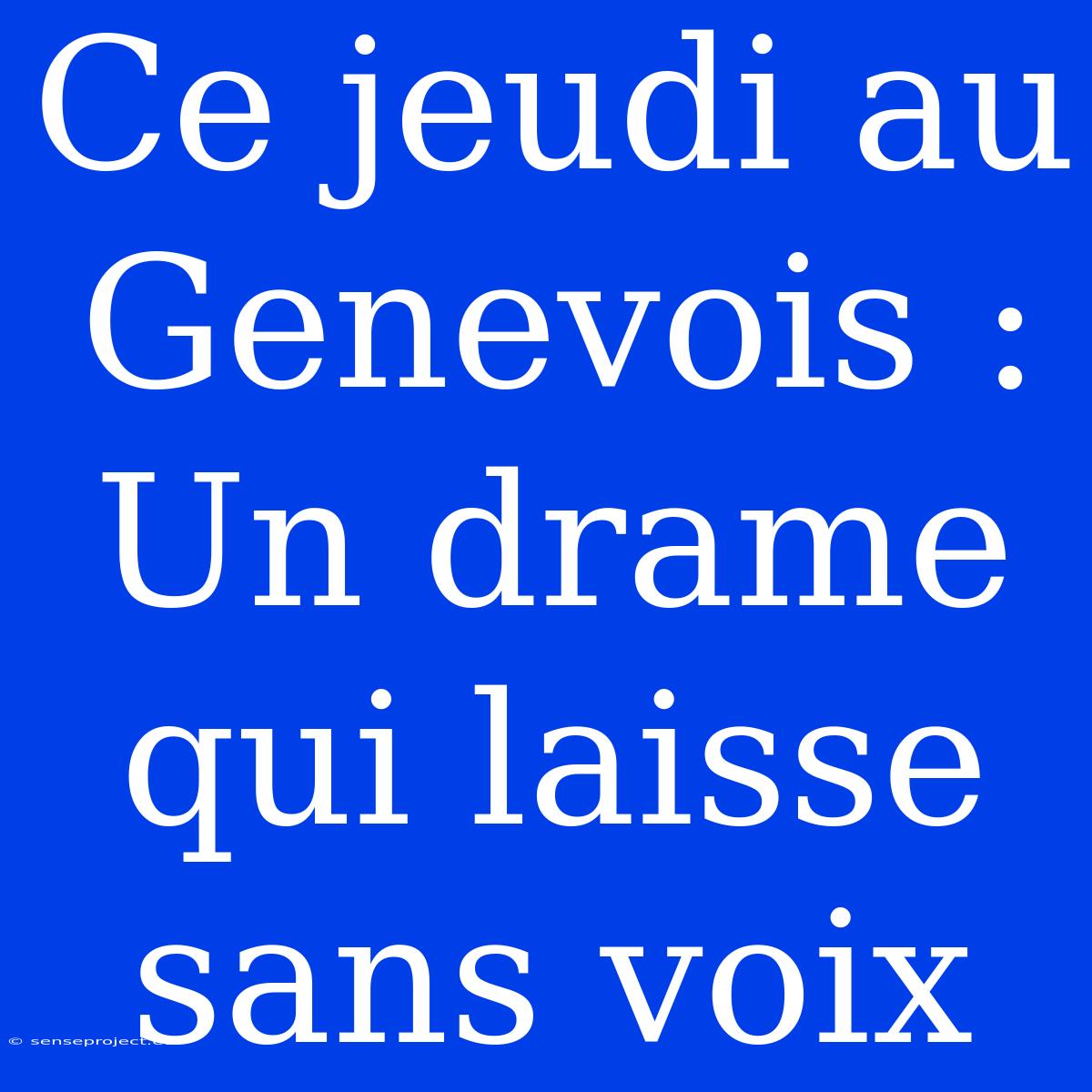 Ce Jeudi Au Genevois : Un Drame Qui Laisse Sans Voix