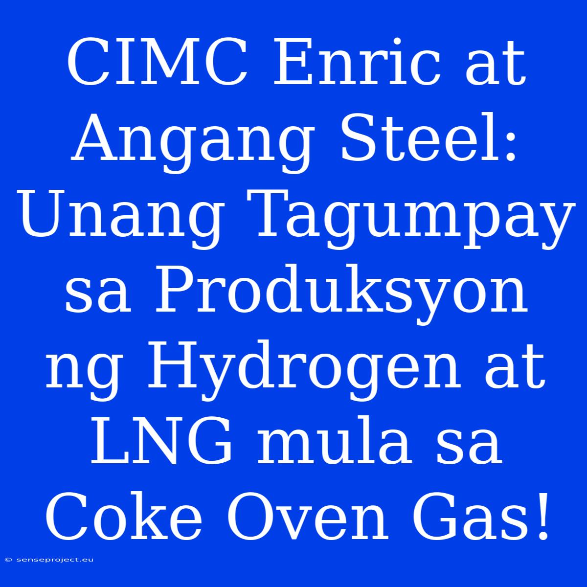 CIMC Enric At Angang Steel: Unang Tagumpay Sa Produksyon Ng Hydrogen At LNG Mula Sa Coke Oven Gas!