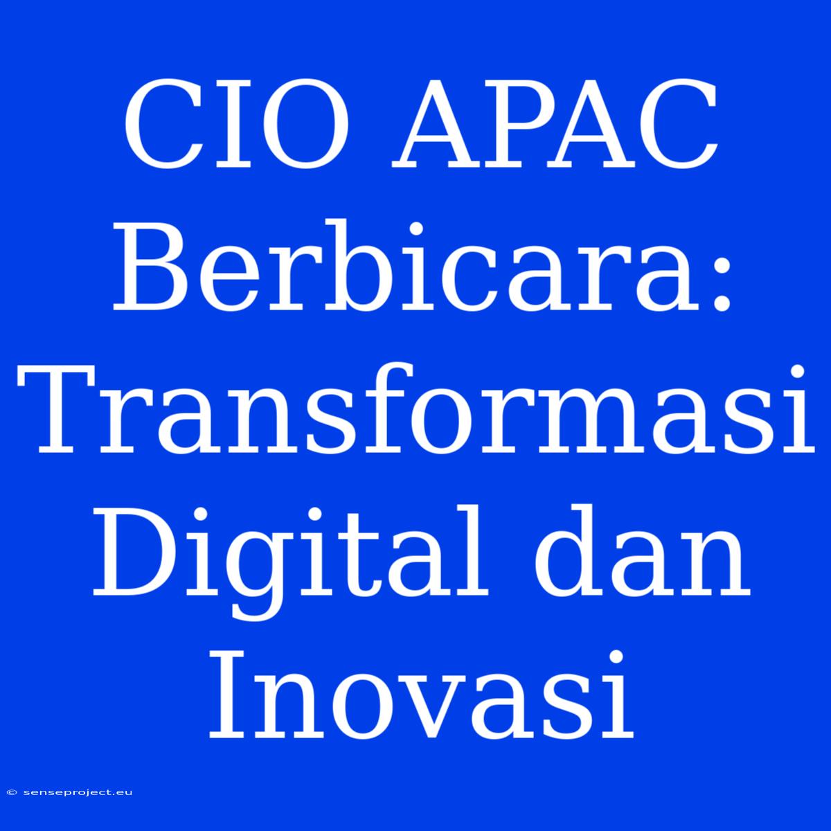 CIO APAC Berbicara: Transformasi Digital Dan Inovasi