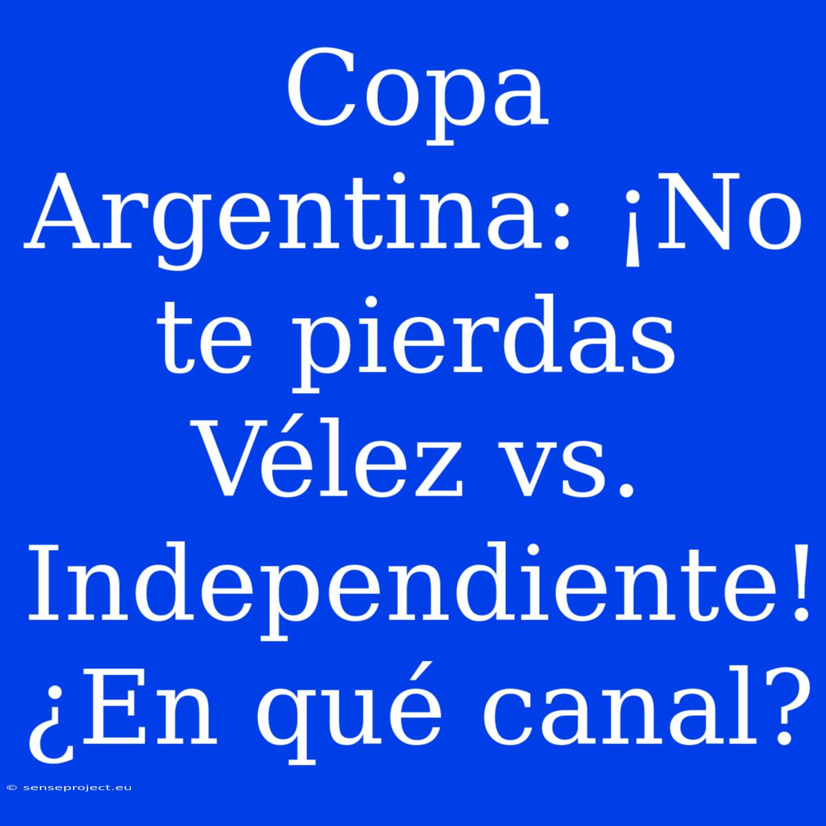 Copa Argentina: ¡No Te Pierdas Vélez Vs. Independiente! ¿En Qué Canal?