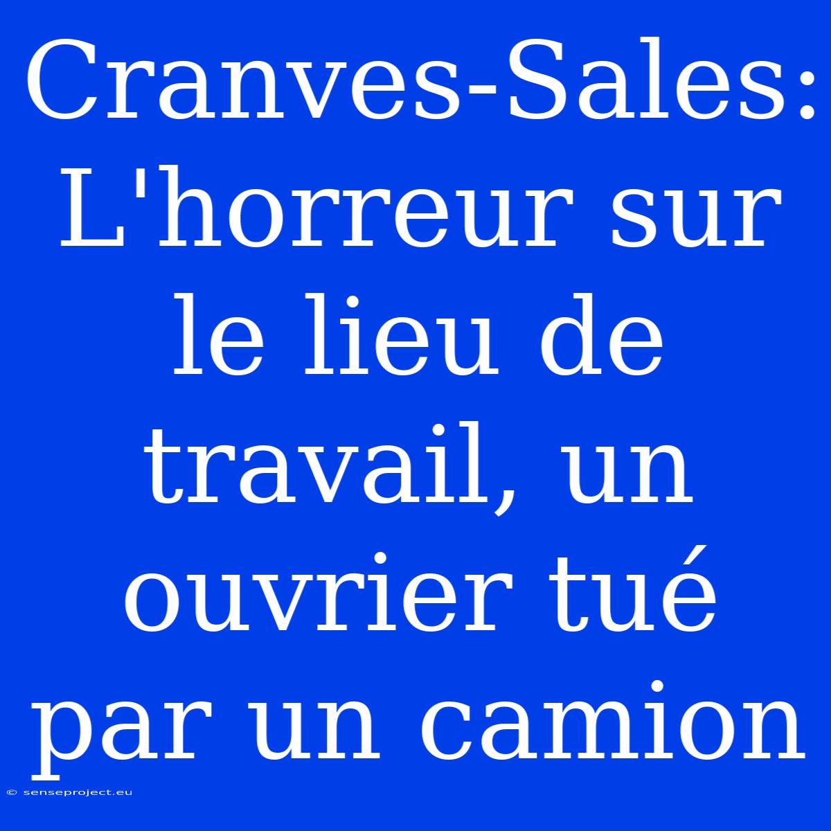 Cranves-Sales: L'horreur Sur Le Lieu De Travail, Un Ouvrier Tué Par Un Camion