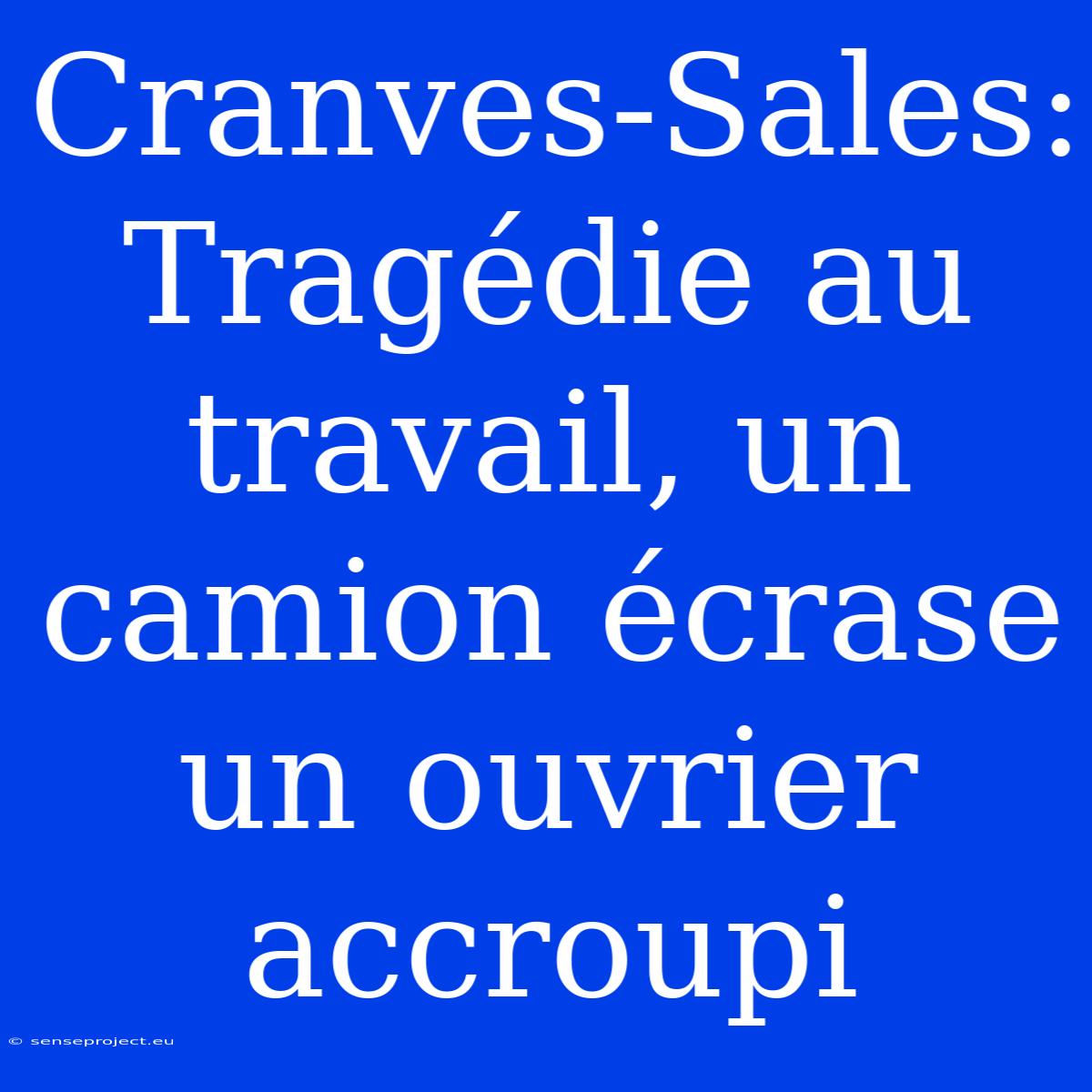 Cranves-Sales: Tragédie Au Travail, Un Camion Écrase Un Ouvrier Accroupi