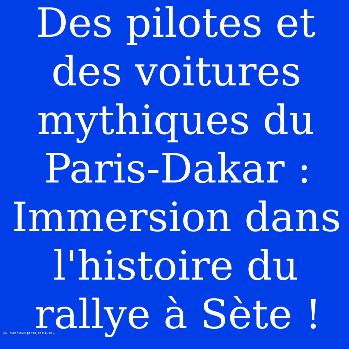 Des Pilotes Et Des Voitures Mythiques Du Paris-Dakar : Immersion Dans L'histoire Du Rallye À Sète !