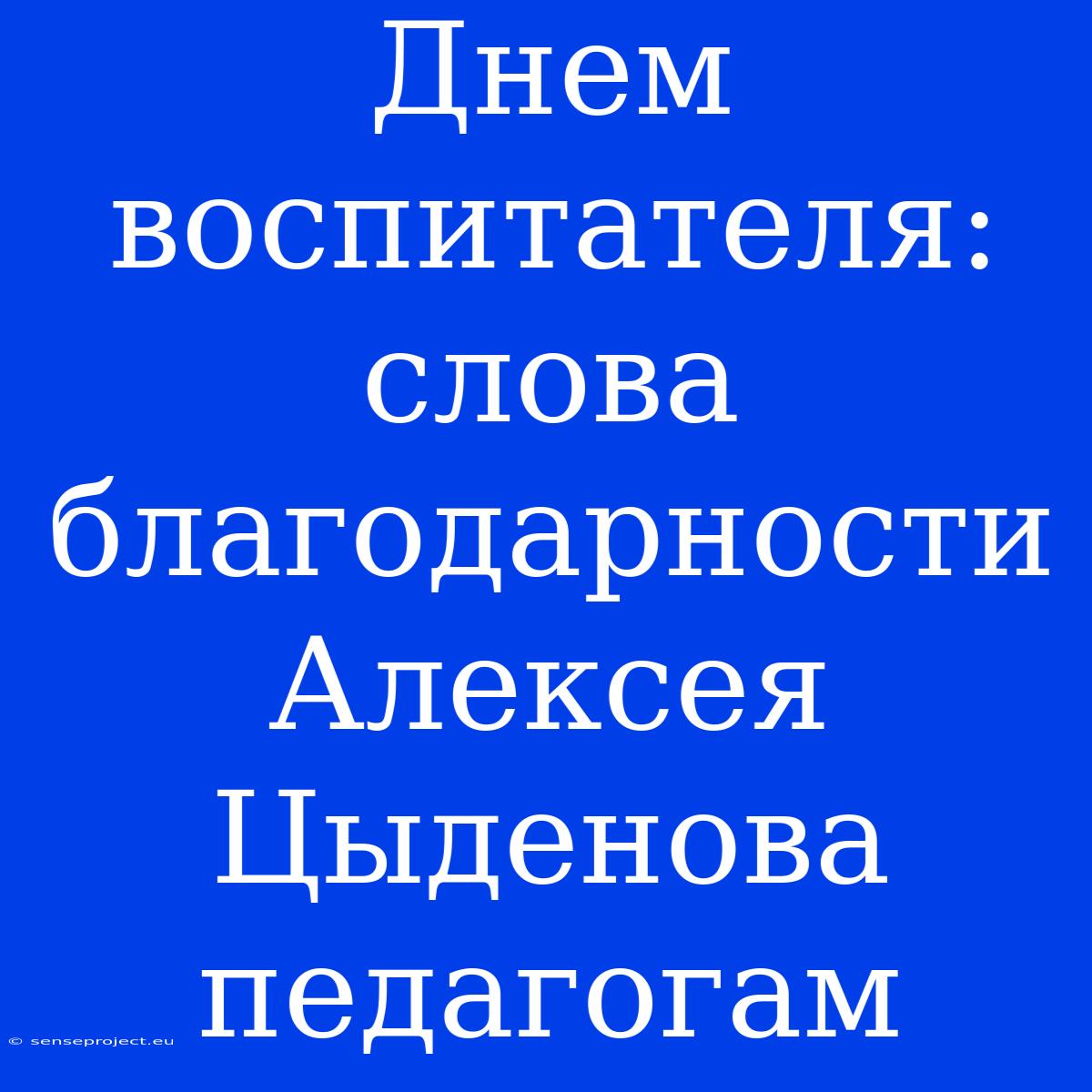 Днем Воспитателя: Слова Благодарности Алексея Цыденова Педагогам