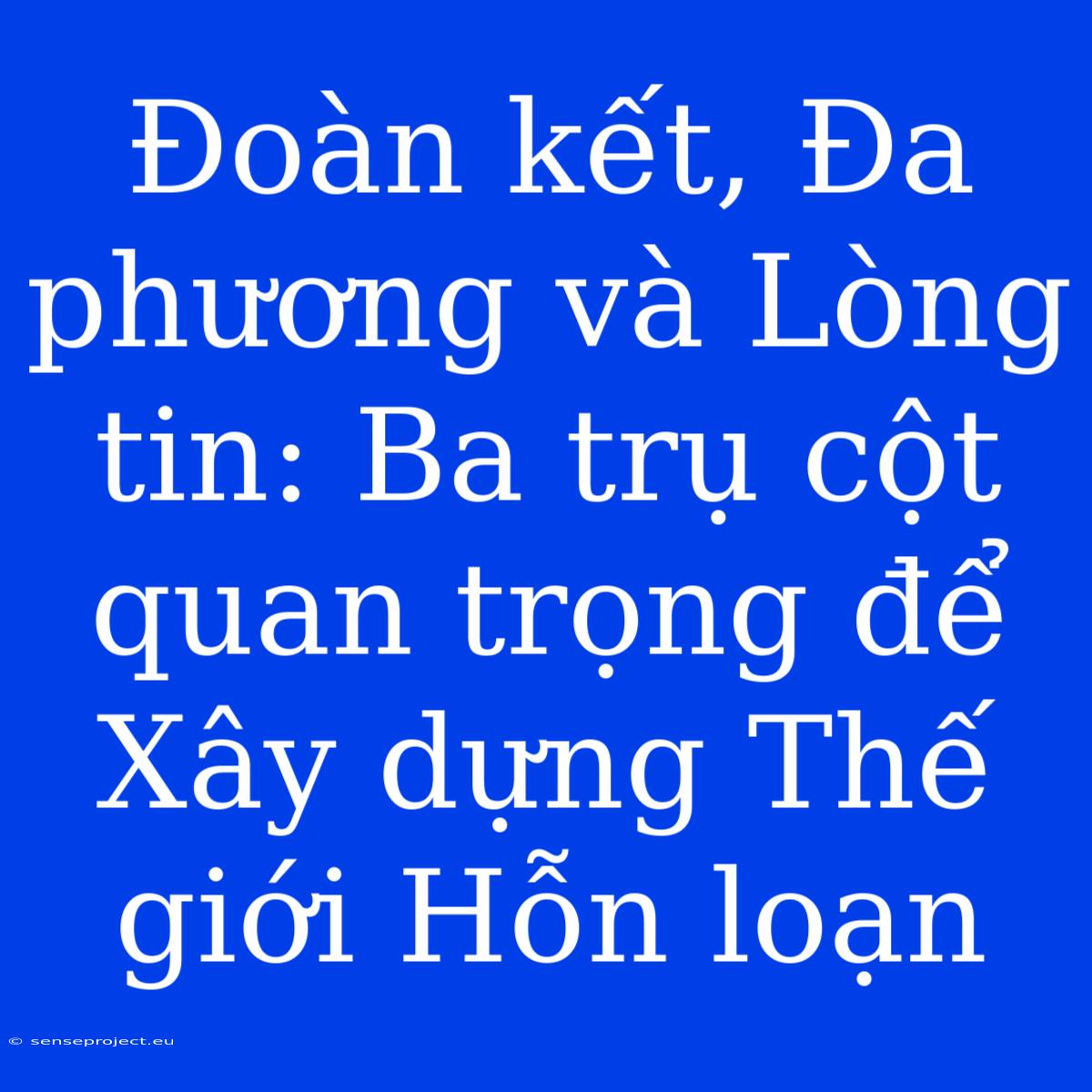 Đoàn Kết, Đa Phương Và Lòng Tin: Ba Trụ Cột Quan Trọng Để Xây Dựng Thế Giới Hỗn Loạn