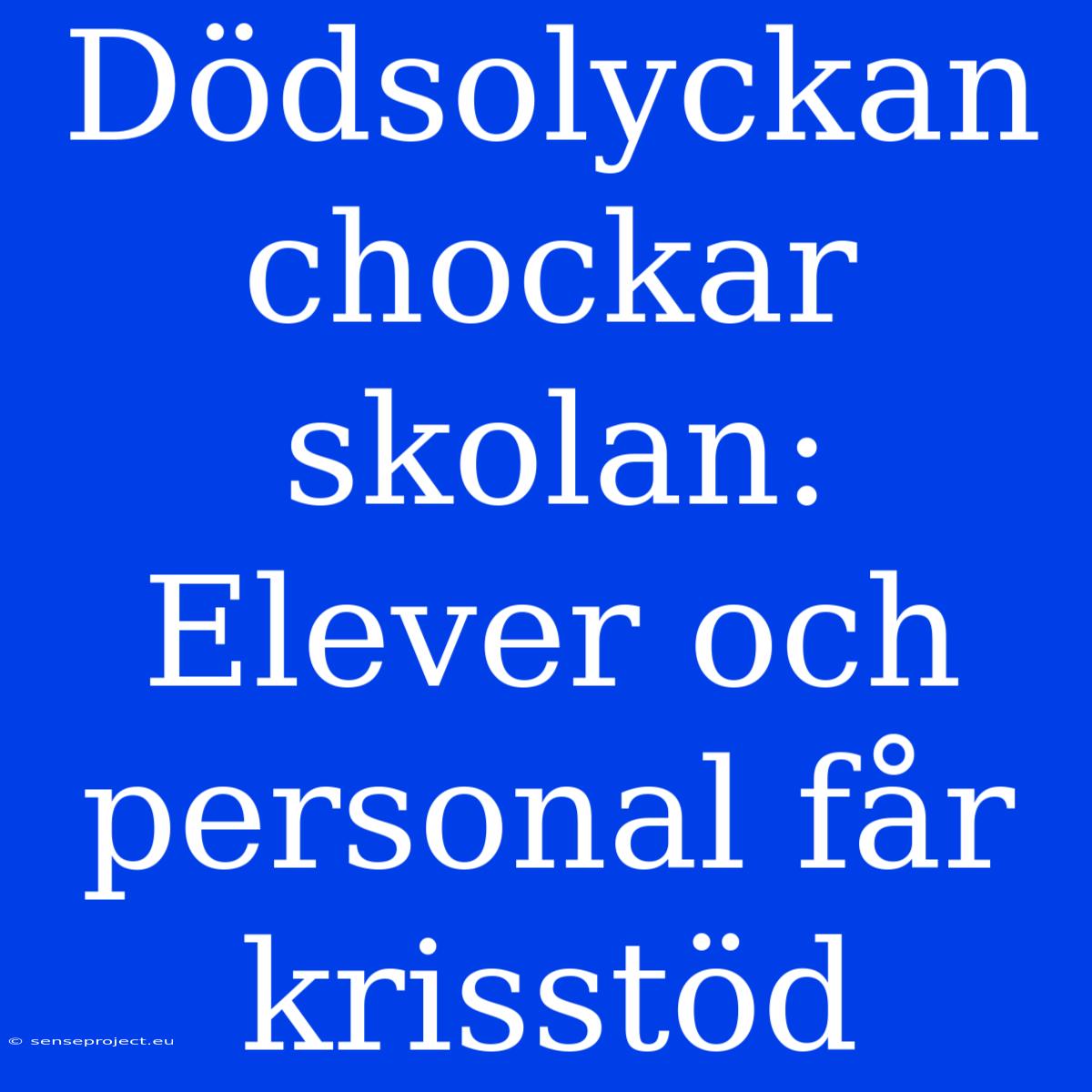 Dödsolyckan Chockar Skolan: Elever Och Personal Får Krisstöd