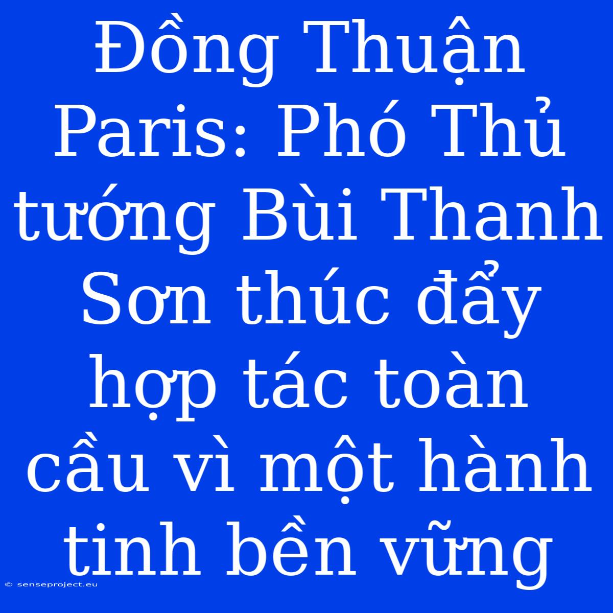 Đồng Thuận Paris: Phó Thủ Tướng Bùi Thanh Sơn Thúc Đẩy Hợp Tác Toàn Cầu Vì Một Hành Tinh Bền Vững