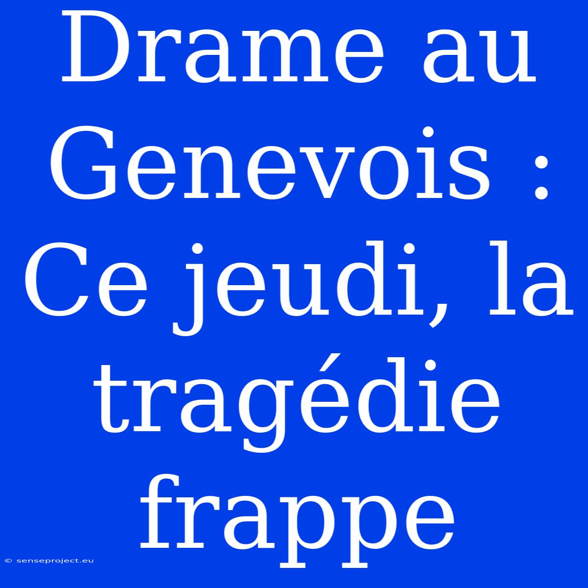 Drame Au Genevois : Ce Jeudi, La Tragédie Frappe