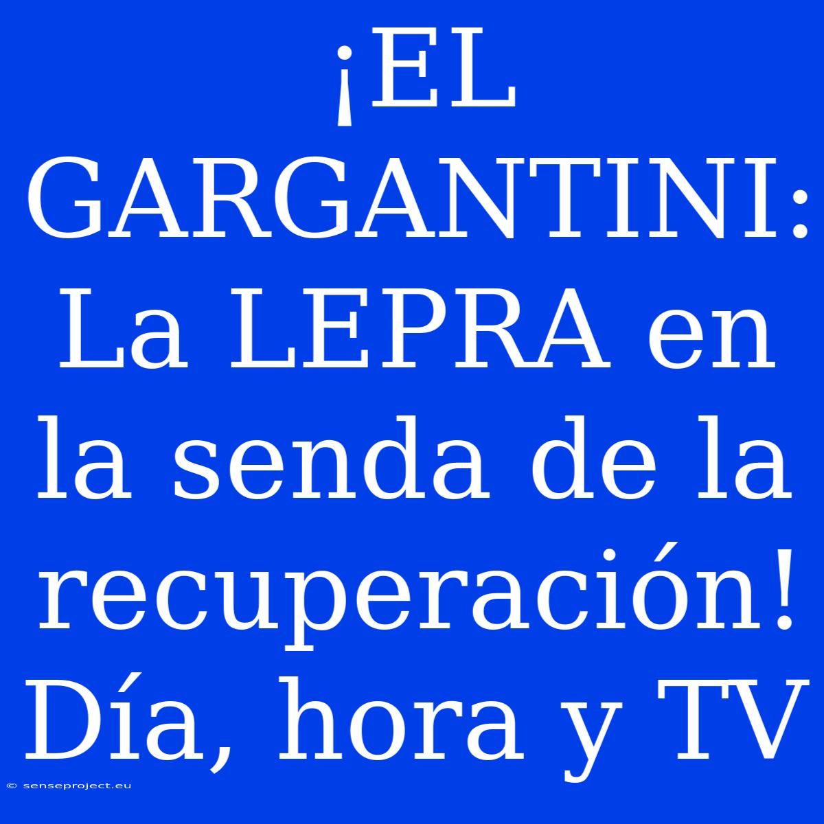 ¡EL GARGANTINI: La LEPRA En La Senda De La Recuperación! Día, Hora Y TV