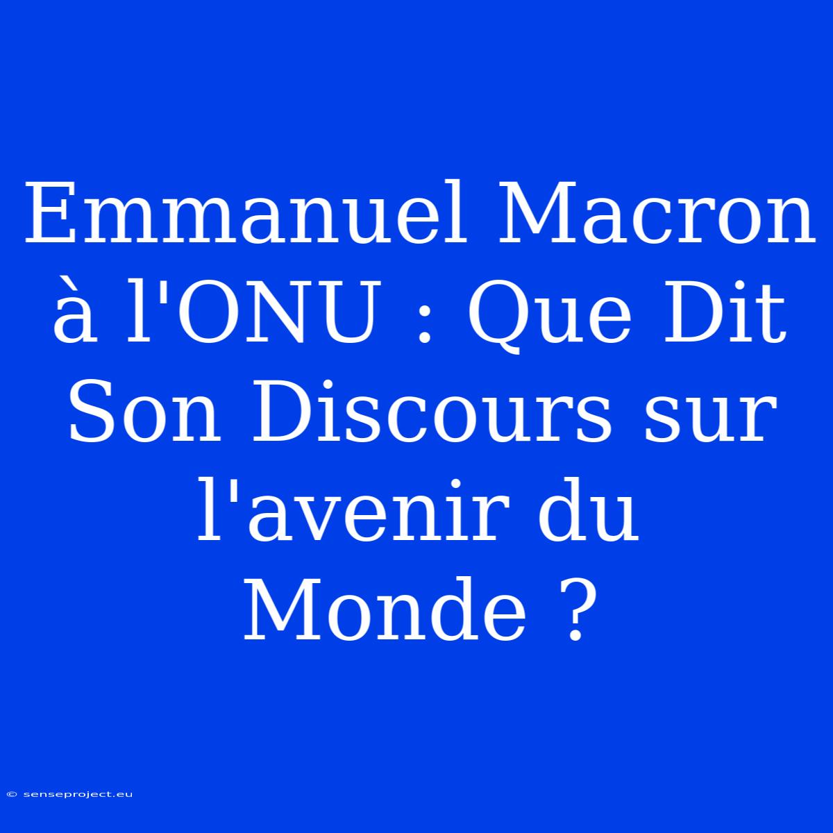 Emmanuel Macron À L'ONU : Que Dit Son Discours Sur L'avenir Du Monde ?