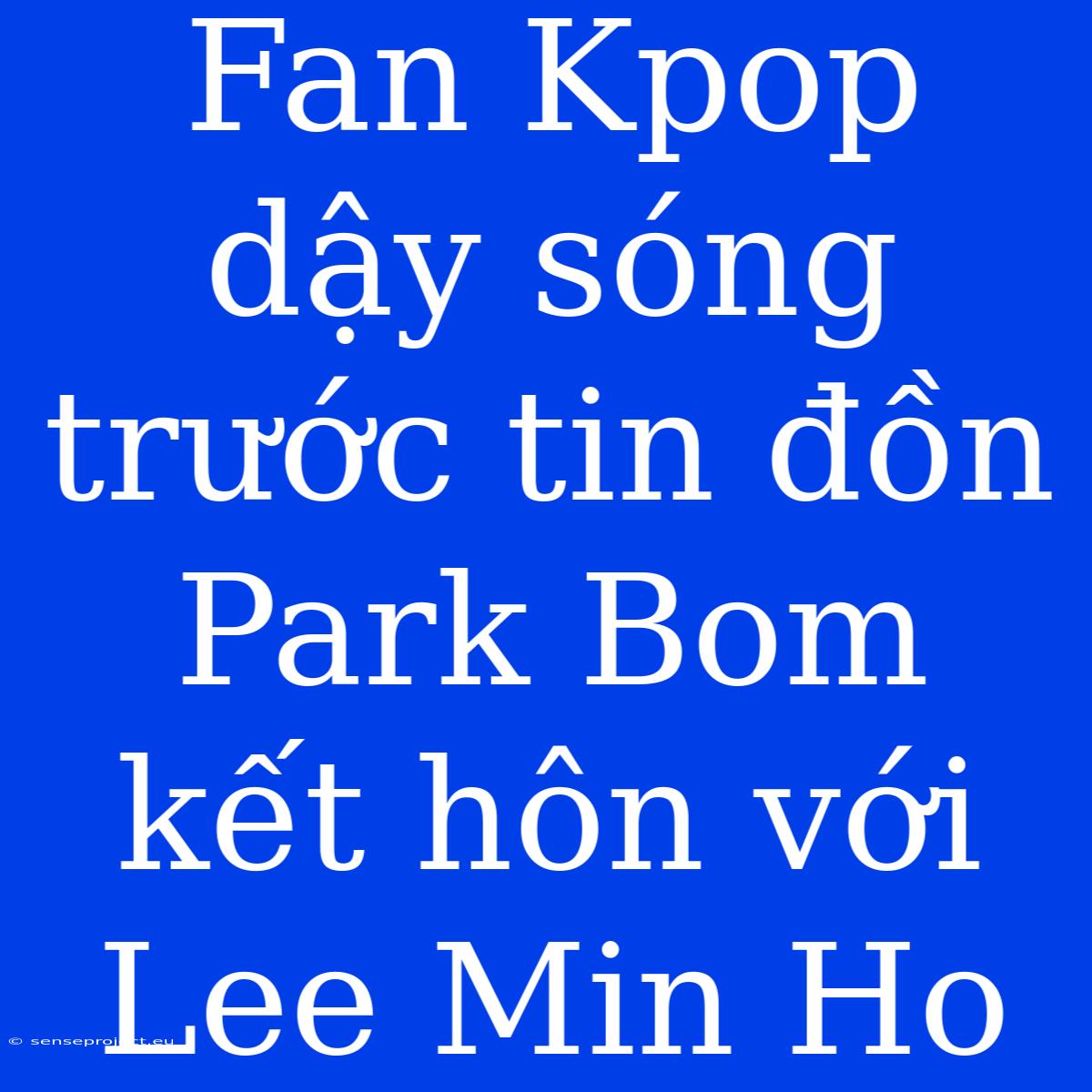 Fan Kpop Dậy Sóng Trước Tin Đồn Park Bom Kết Hôn Với Lee Min Ho