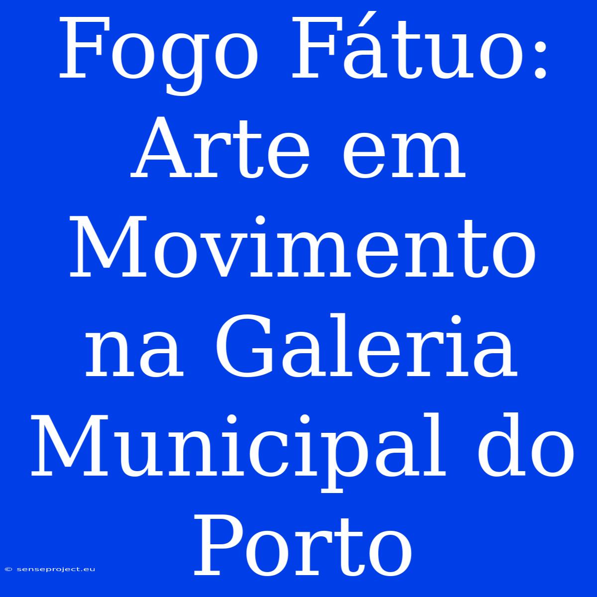 Fogo Fátuo: Arte Em Movimento Na Galeria Municipal Do Porto