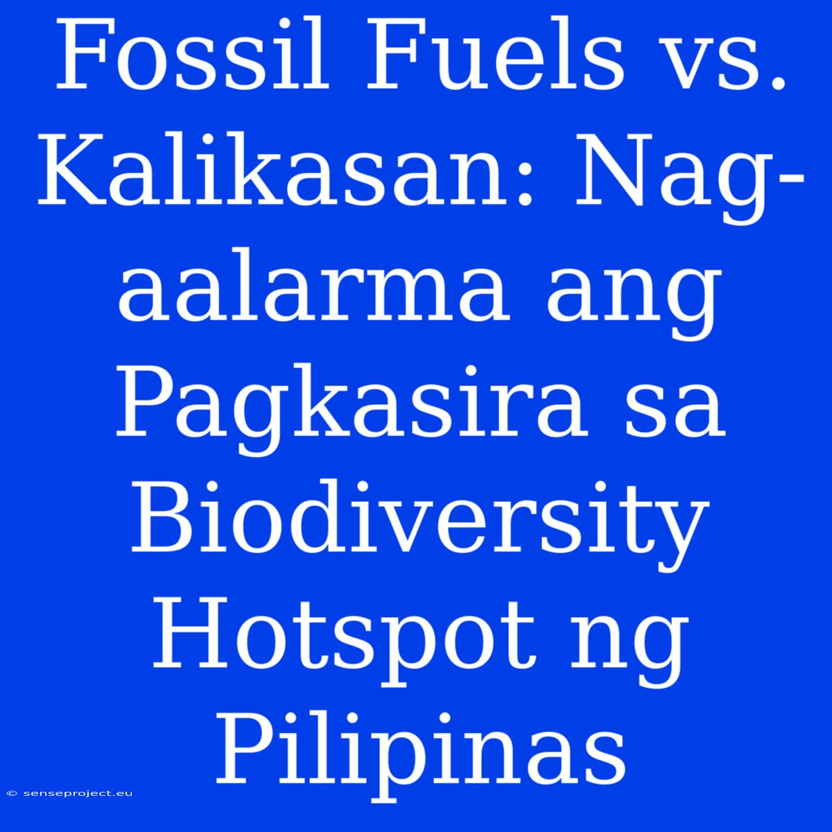 Fossil Fuels Vs. Kalikasan: Nag-aalarma Ang Pagkasira Sa Biodiversity Hotspot Ng Pilipinas