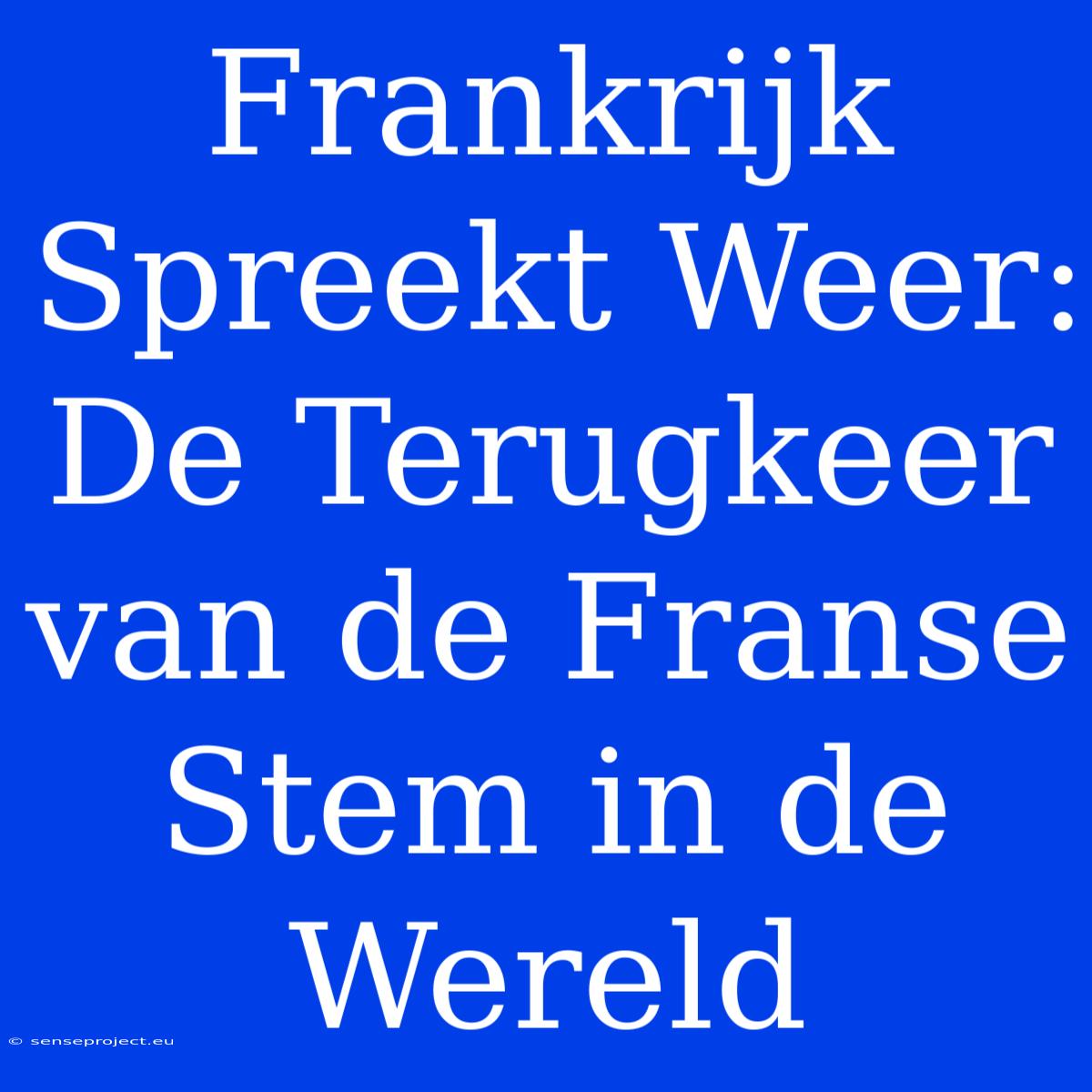 Frankrijk Spreekt Weer: De Terugkeer Van De Franse Stem In De Wereld