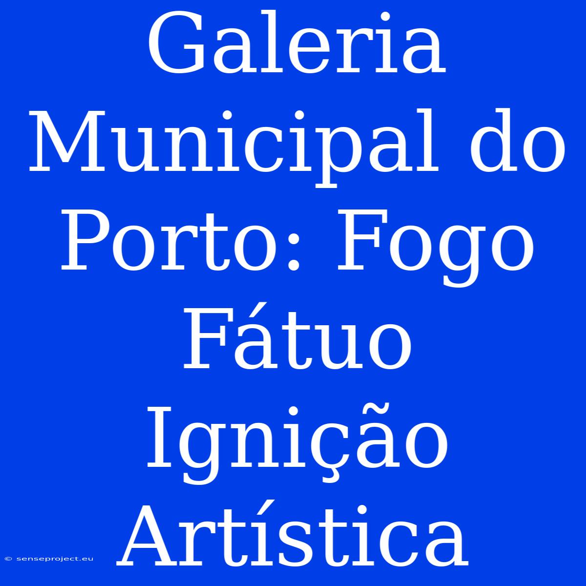 Galeria Municipal Do Porto: Fogo Fátuo Ignição Artística