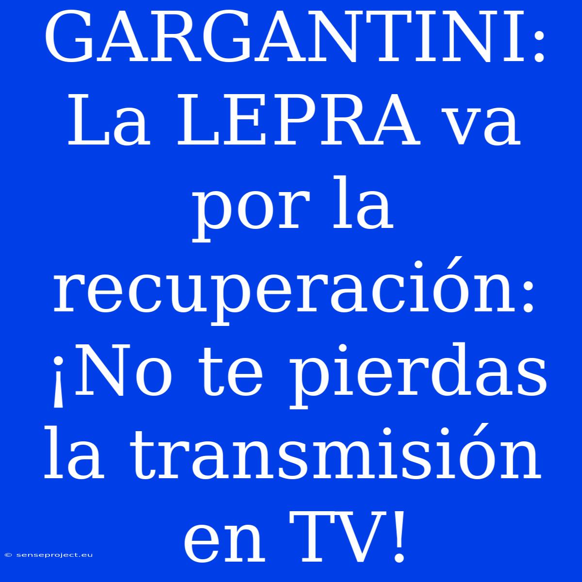 GARGANTINI: La LEPRA Va Por La Recuperación: ¡No Te Pierdas La Transmisión En TV!