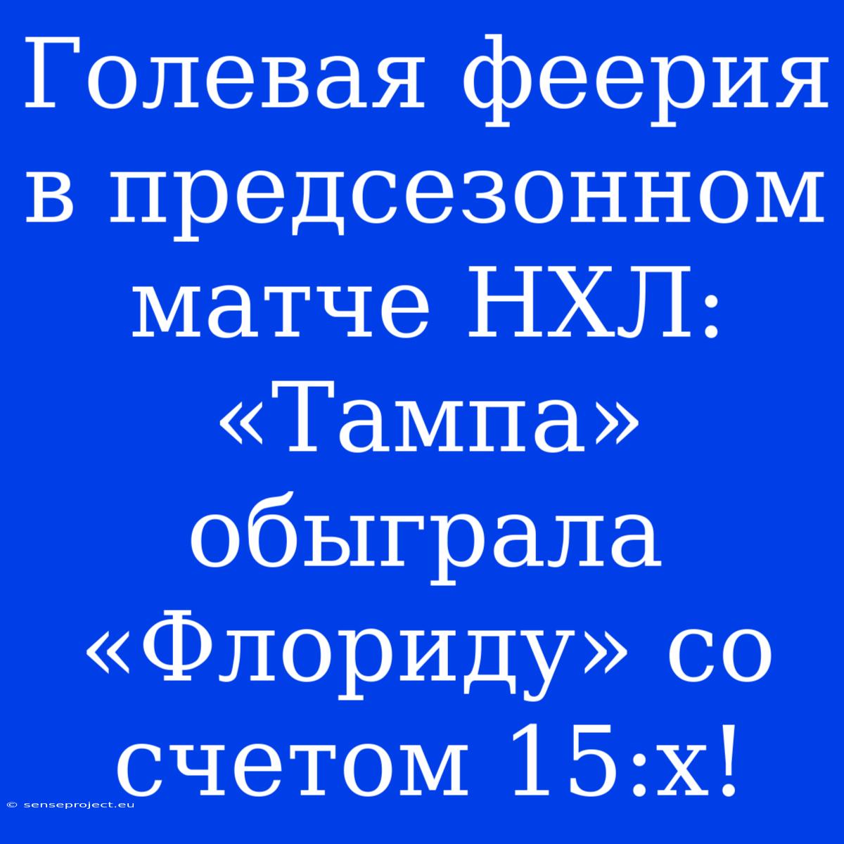 Голевая Феерия В Предсезонном Матче НХЛ: «Тампа» Обыграла «Флориду» Со Счетом 15:х!