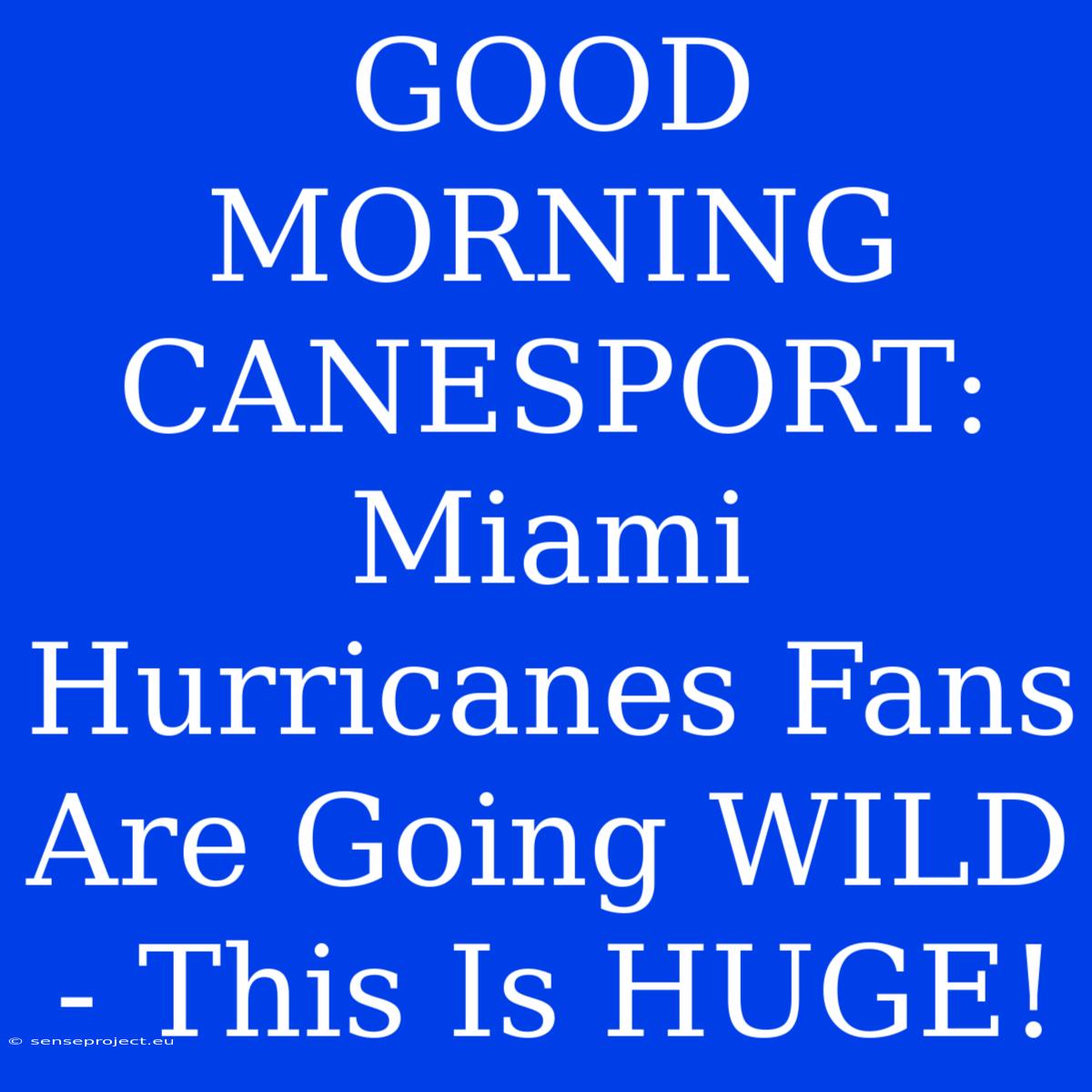 GOOD MORNING CANESPORT: Miami Hurricanes Fans Are Going WILD - This Is HUGE!