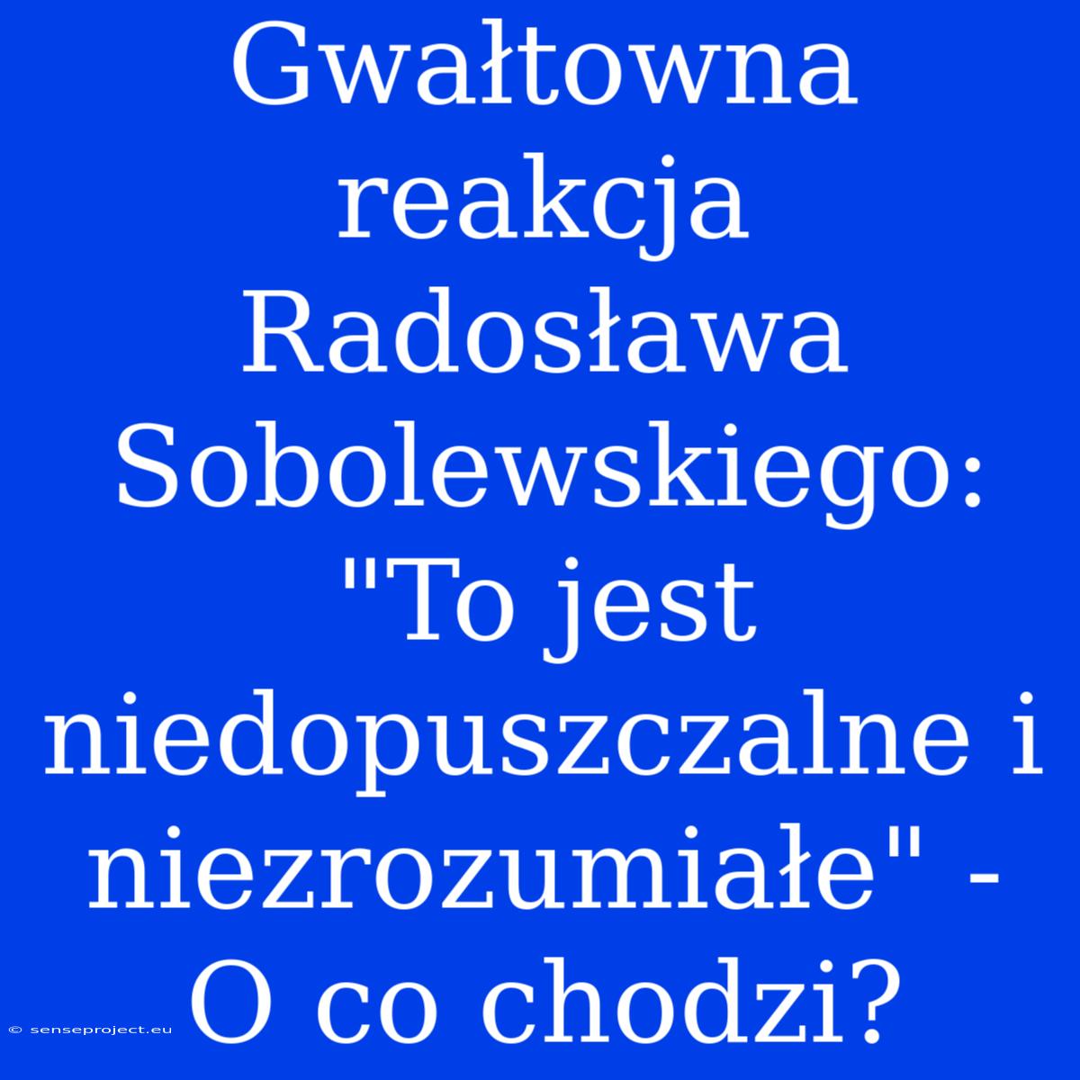 Gwałtowna Reakcja Radosława Sobolewskiego: 