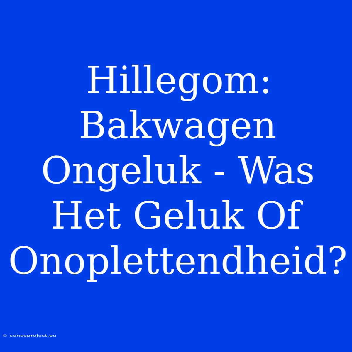 Hillegom: Bakwagen Ongeluk - Was Het Geluk Of Onoplettendheid?