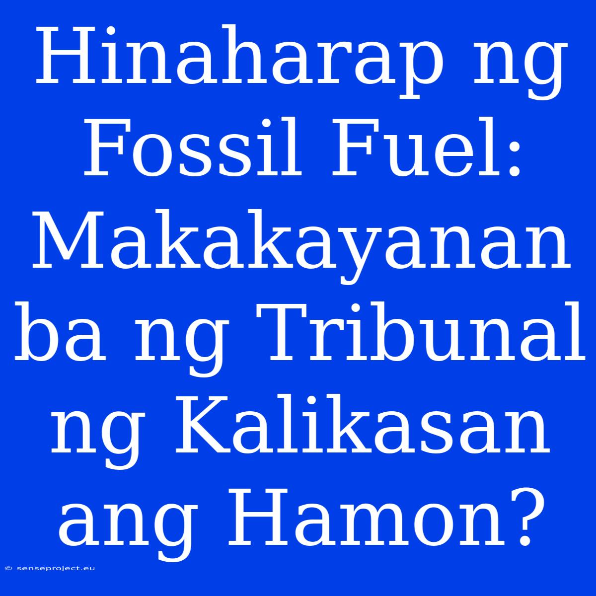 Hinaharap Ng Fossil Fuel: Makakayanan Ba Ng Tribunal Ng Kalikasan Ang Hamon?