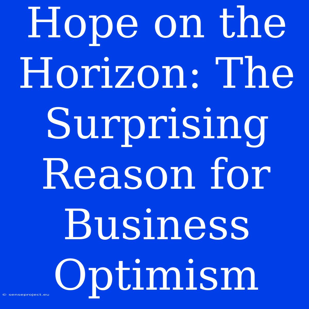 Hope On The Horizon: The Surprising Reason For Business Optimism