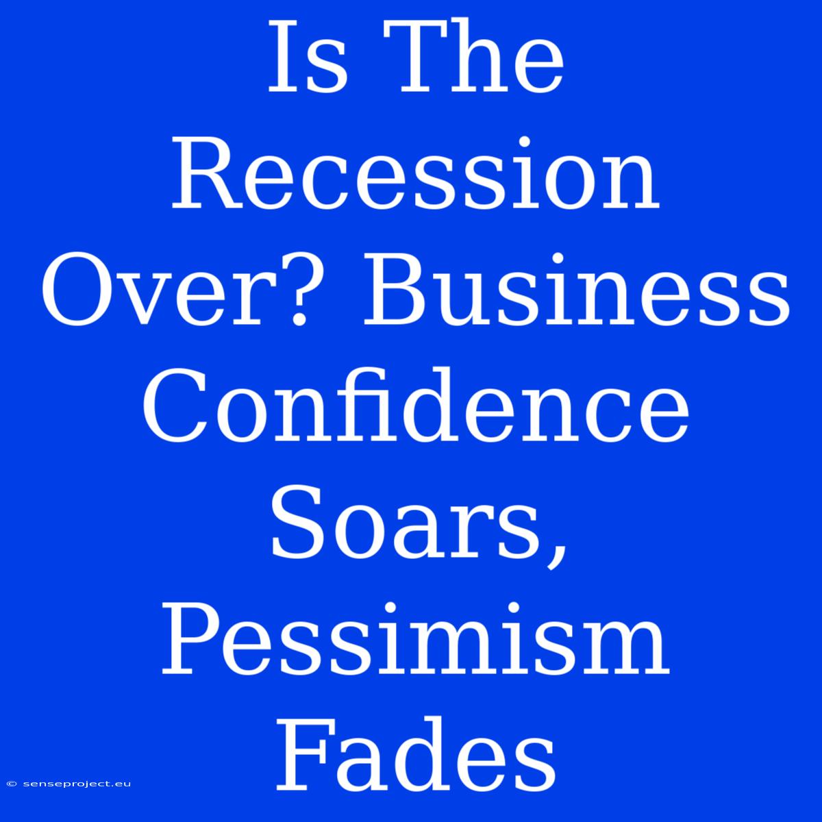 Is The Recession Over? Business Confidence Soars, Pessimism Fades