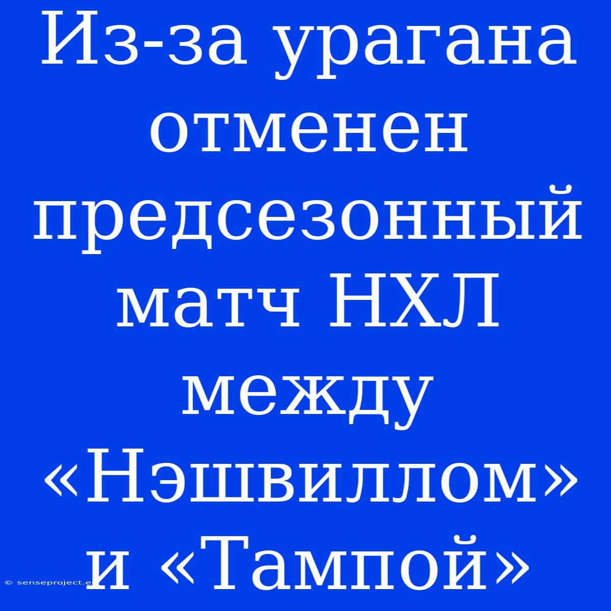 Из-за Урагана Отменен Предсезонный Матч НХЛ Между «Нэшвиллом» И «Тампой»