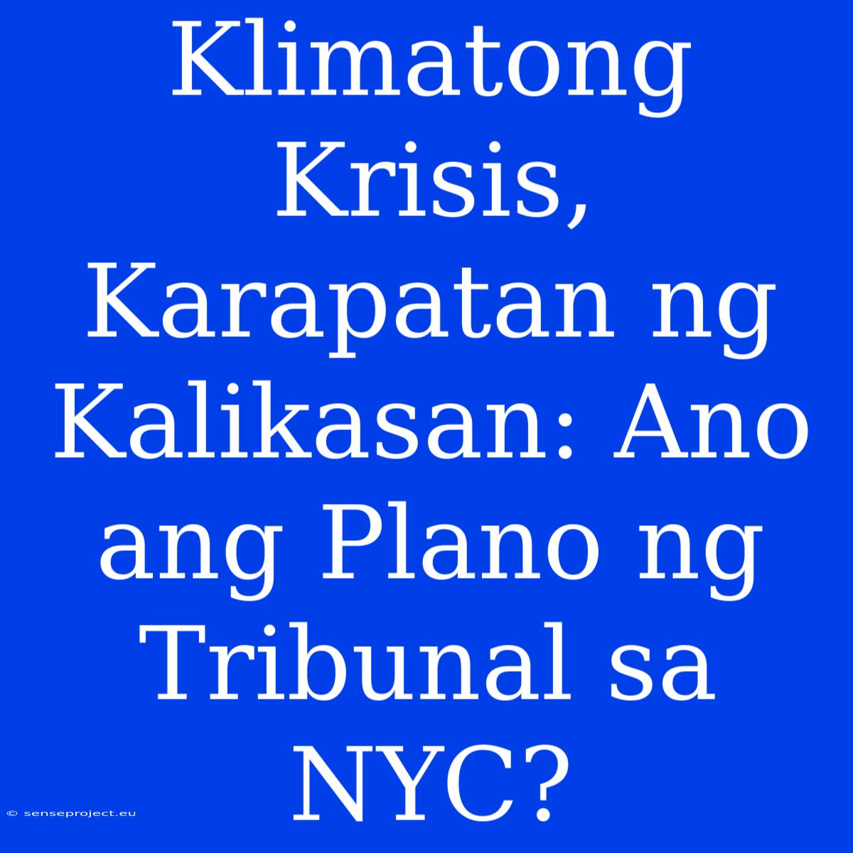 Klimatong Krisis, Karapatan Ng Kalikasan: Ano Ang Plano Ng Tribunal Sa NYC?