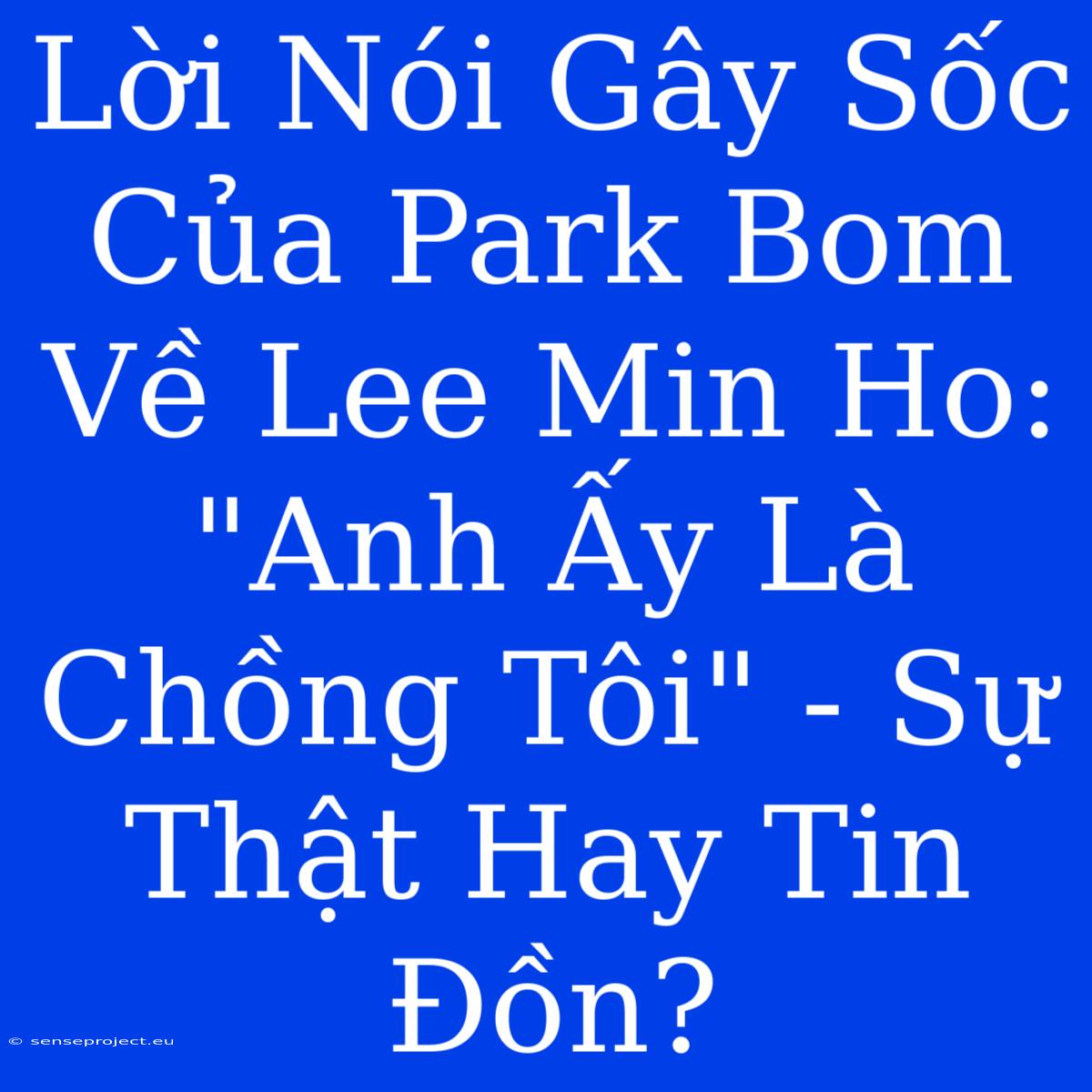 Lời Nói Gây Sốc Của Park Bom Về Lee Min Ho: 