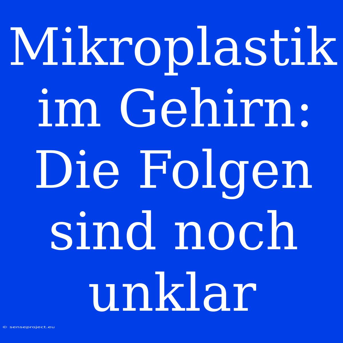 Mikroplastik Im Gehirn: Die Folgen Sind Noch Unklar