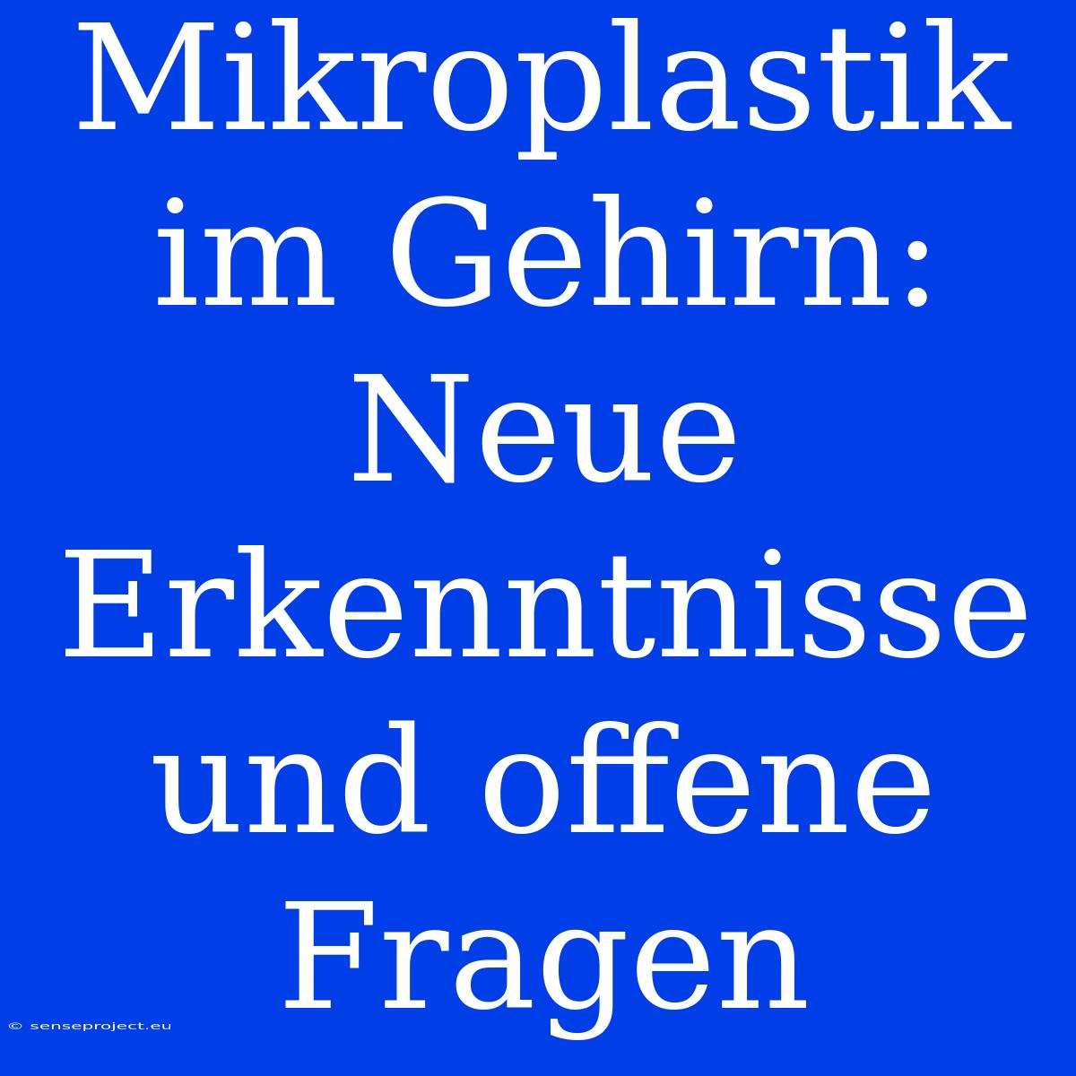 Mikroplastik Im Gehirn: Neue Erkenntnisse Und Offene Fragen