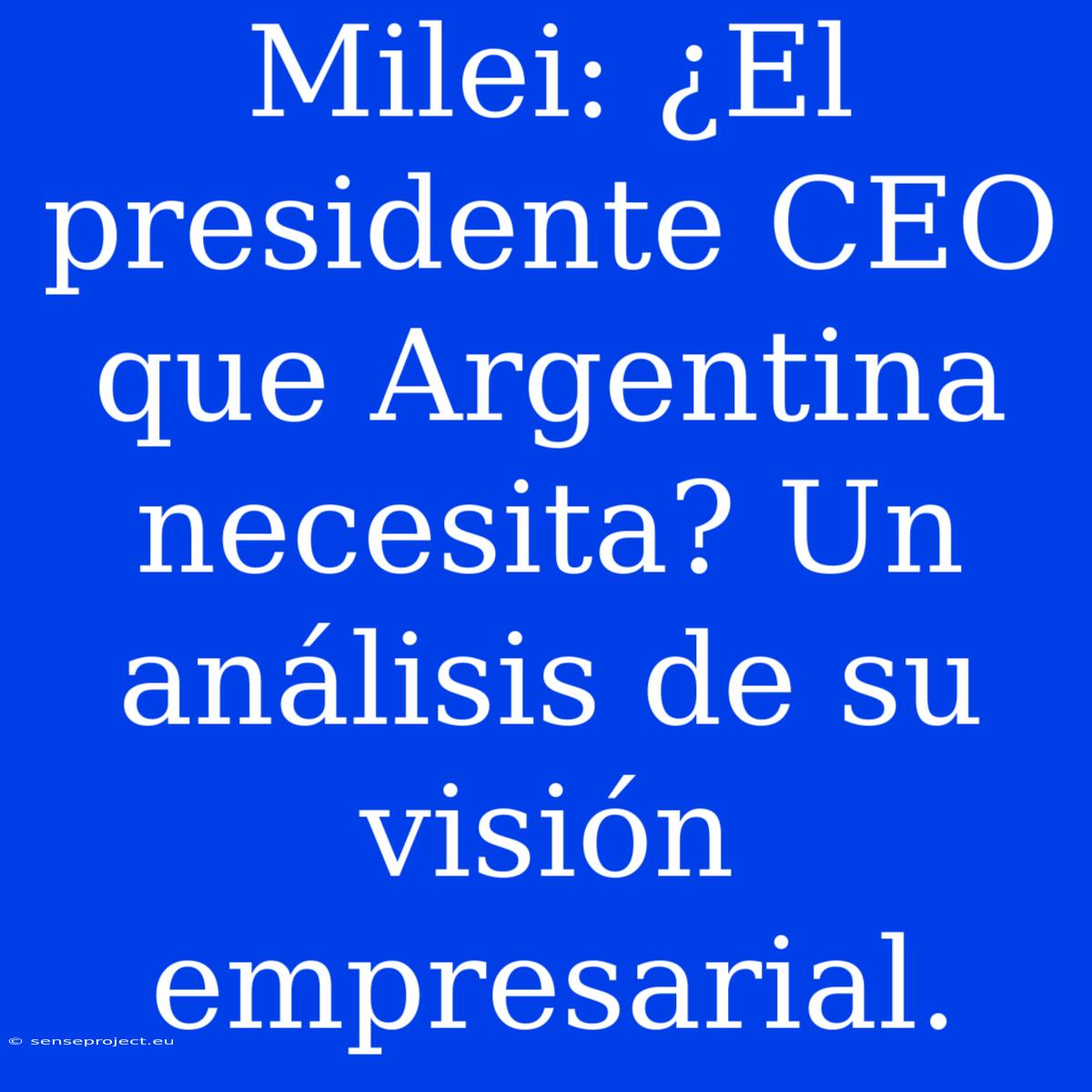 Milei: ¿El Presidente CEO Que Argentina Necesita? Un Análisis De Su Visión Empresarial.