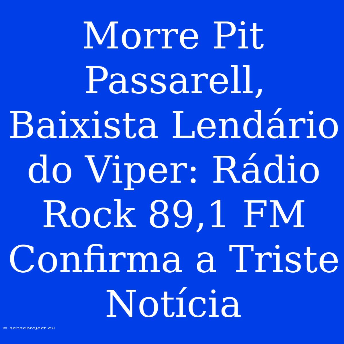 Morre Pit Passarell, Baixista Lendário Do Viper: Rádio Rock 89,1 FM Confirma A Triste Notícia