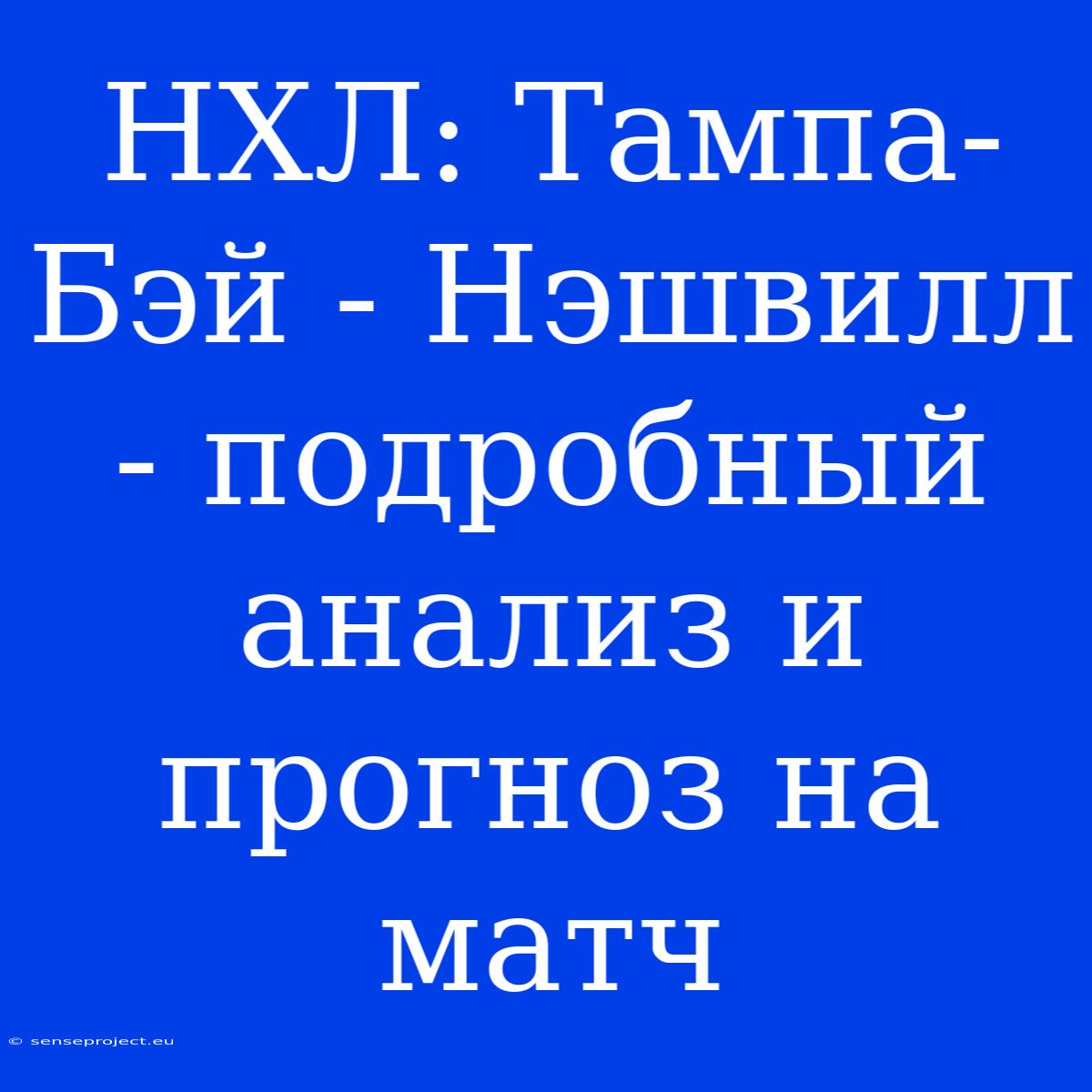 НХЛ: Тампа-Бэй - Нэшвилл - Подробный Анализ И Прогноз На Матч