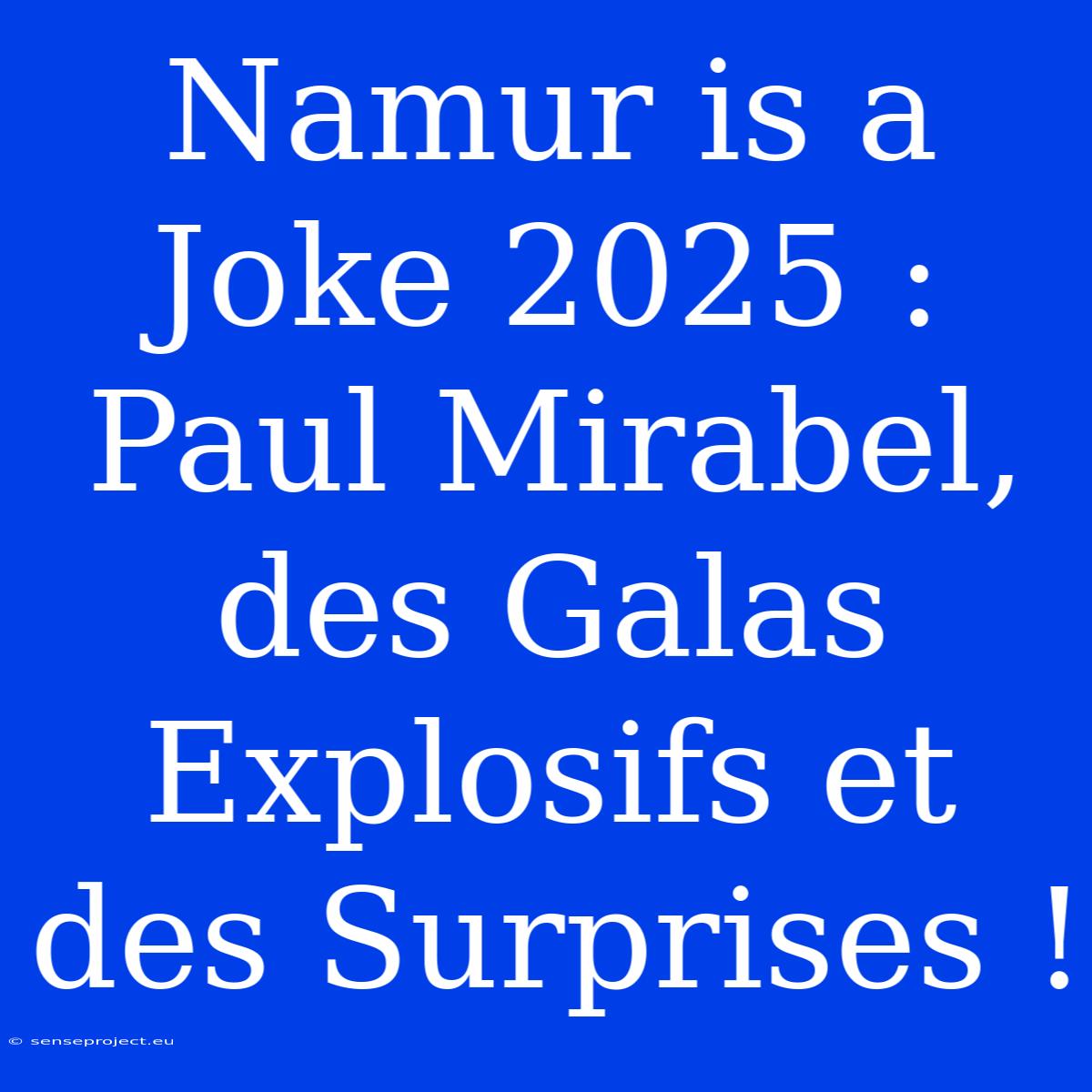 Namur Is A Joke 2025 : Paul Mirabel, Des Galas Explosifs Et Des Surprises !