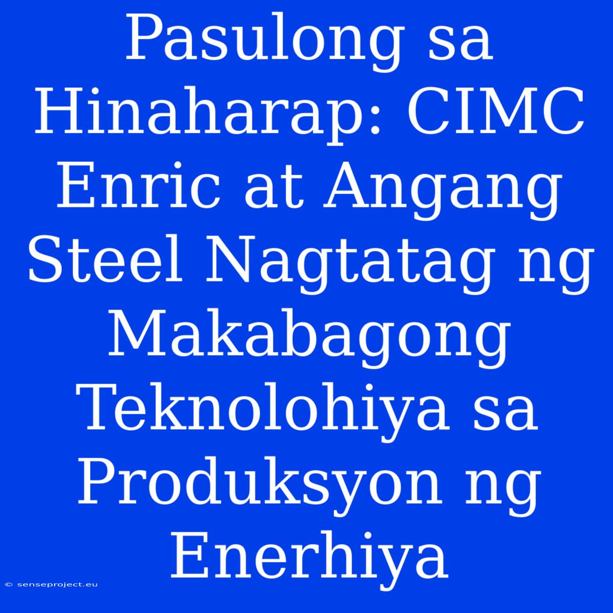 Pasulong Sa Hinaharap: CIMC Enric At Angang Steel Nagtatag Ng Makabagong Teknolohiya Sa Produksyon Ng Enerhiya