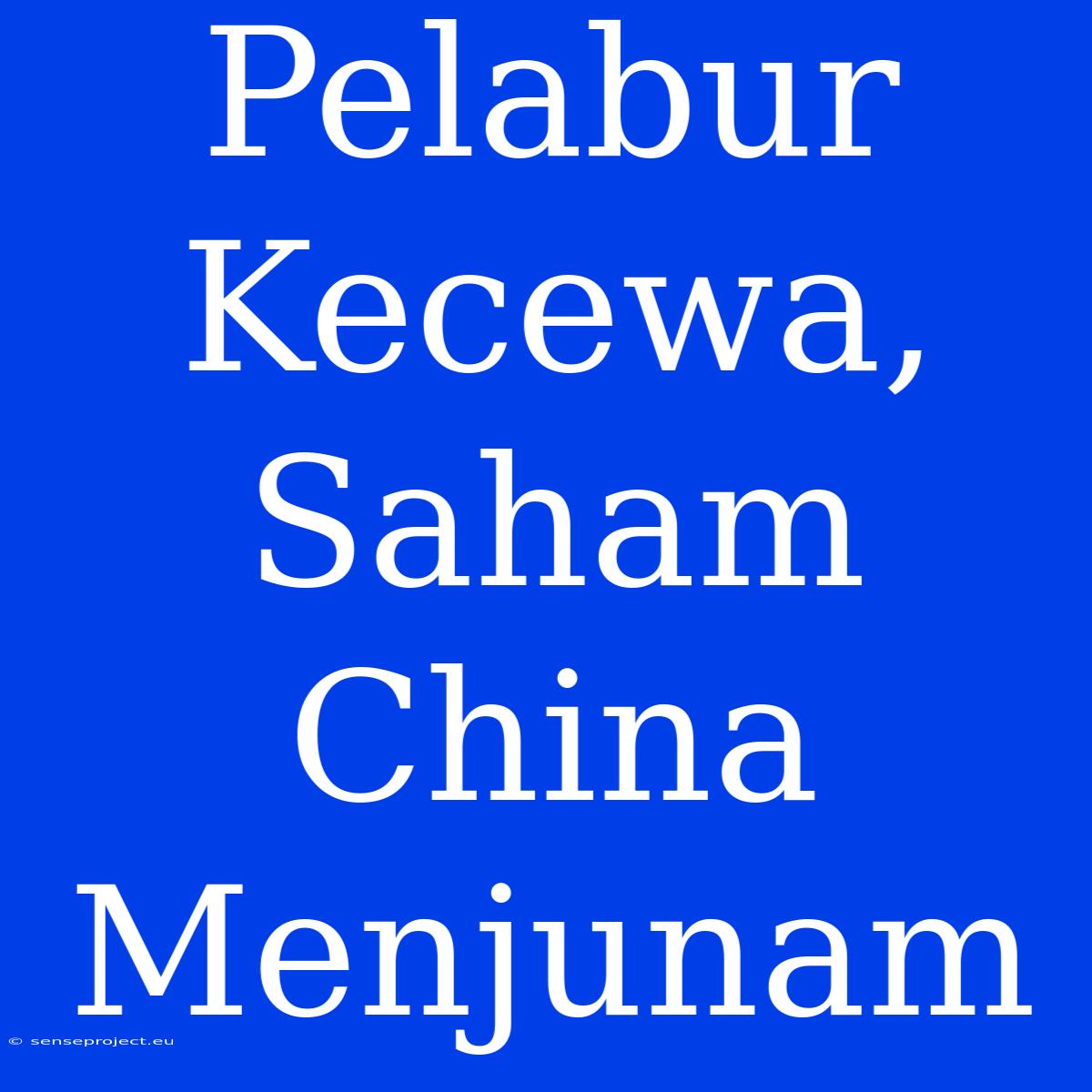 Pelabur Kecewa, Saham China Menjunam