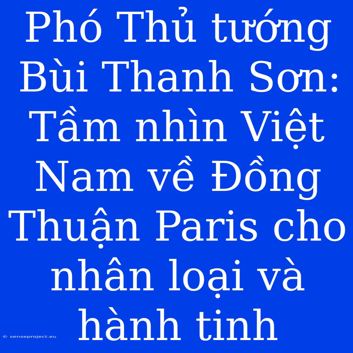 Phó Thủ Tướng Bùi Thanh Sơn: Tầm Nhìn Việt Nam Về Đồng Thuận Paris Cho Nhân Loại Và Hành Tinh