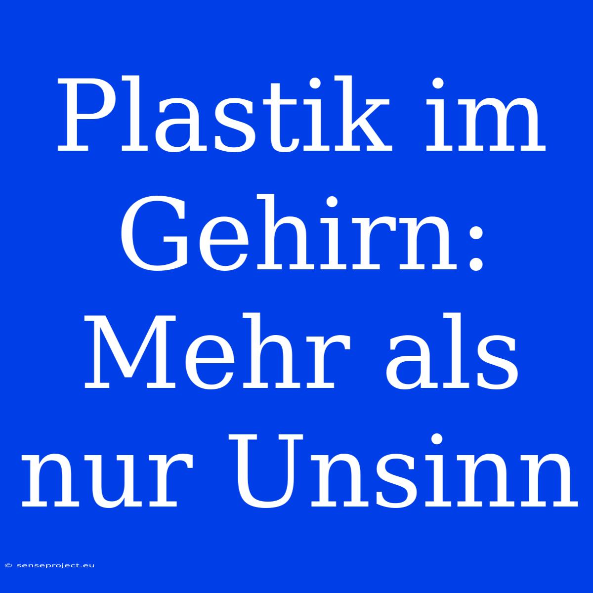 Plastik Im Gehirn:  Mehr Als Nur Unsinn