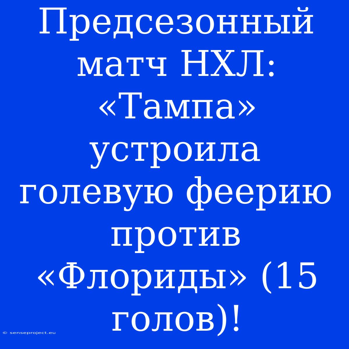 Предсезонный Матч НХЛ: «Тампа» Устроила Голевую Феерию Против «Флориды» (15 Голов)!