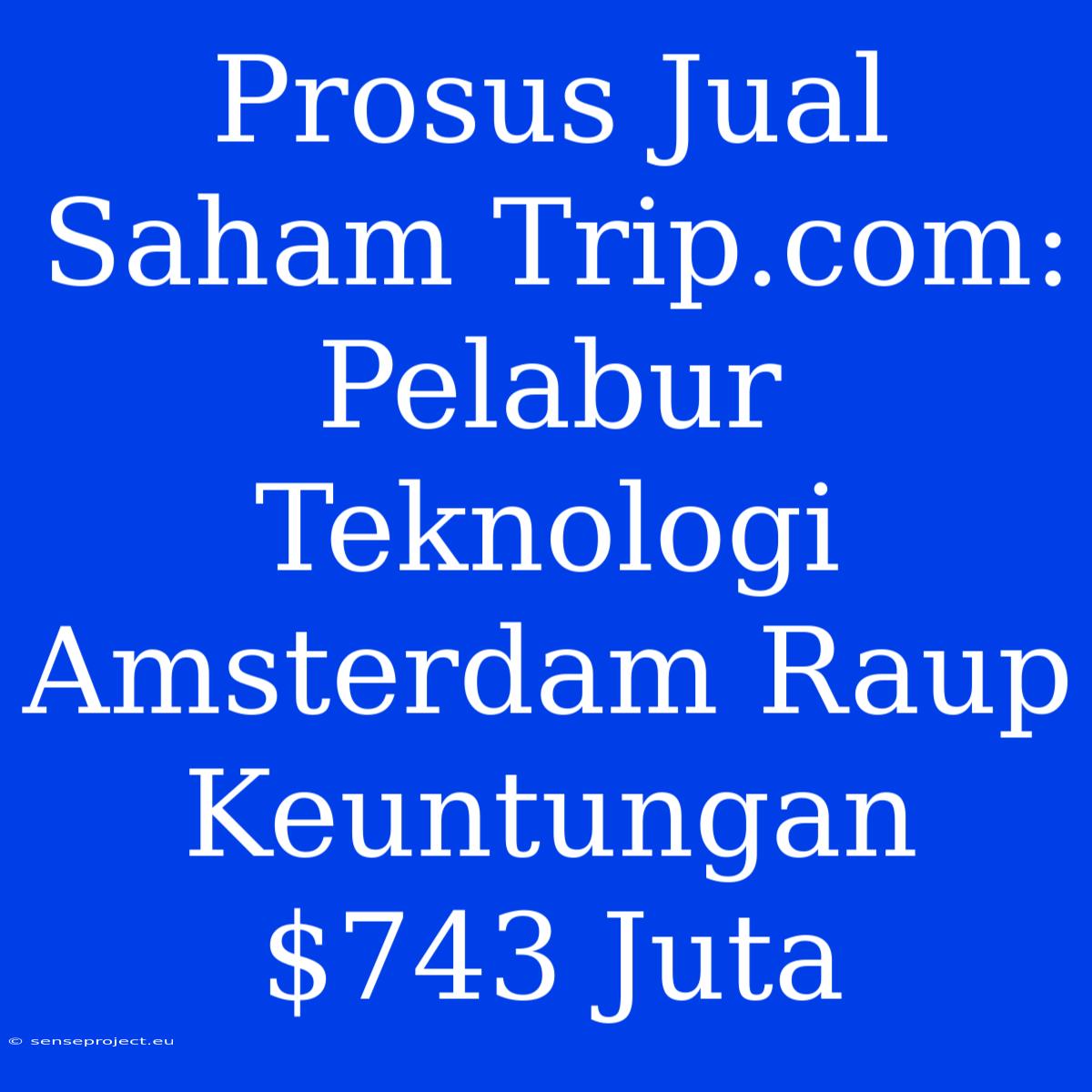 Prosus Jual Saham Trip.com: Pelabur Teknologi Amsterdam Raup Keuntungan $743 Juta