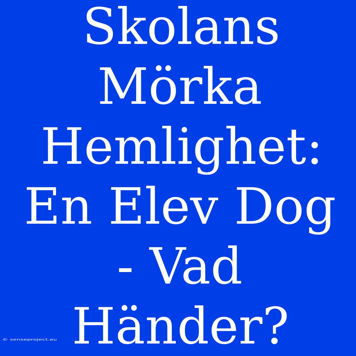 Skolans Mörka Hemlighet: En Elev Dog - Vad Händer?